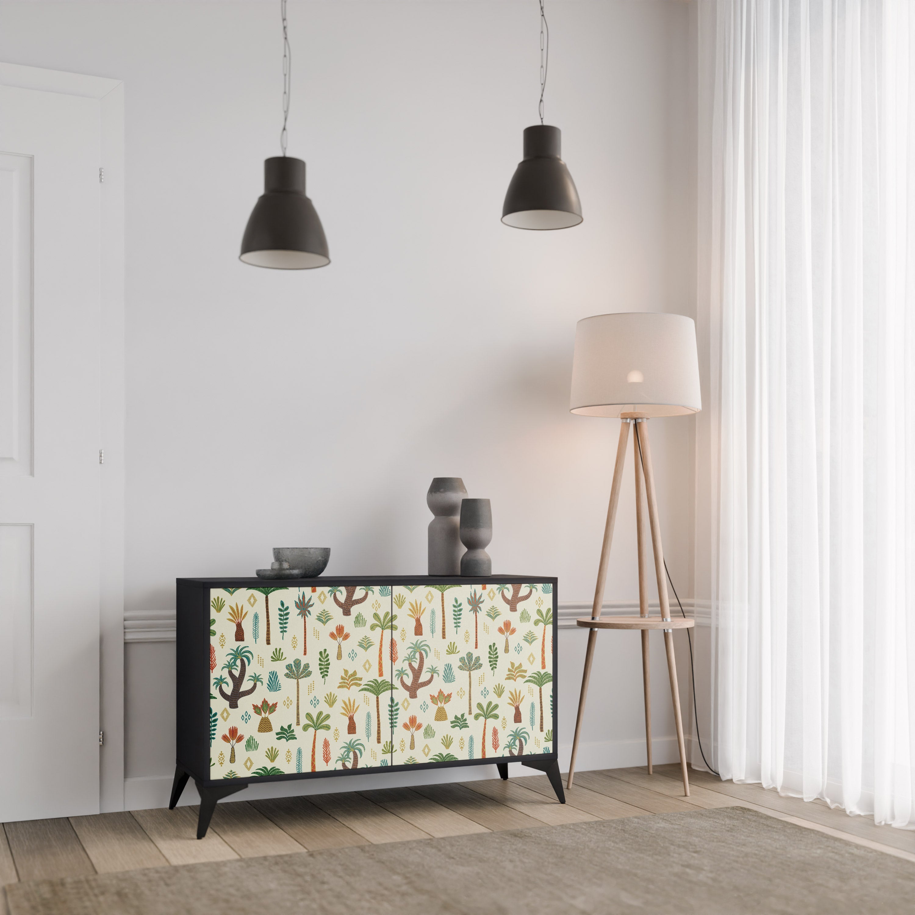 Buffet 2 portes PALM SPRING finition noire