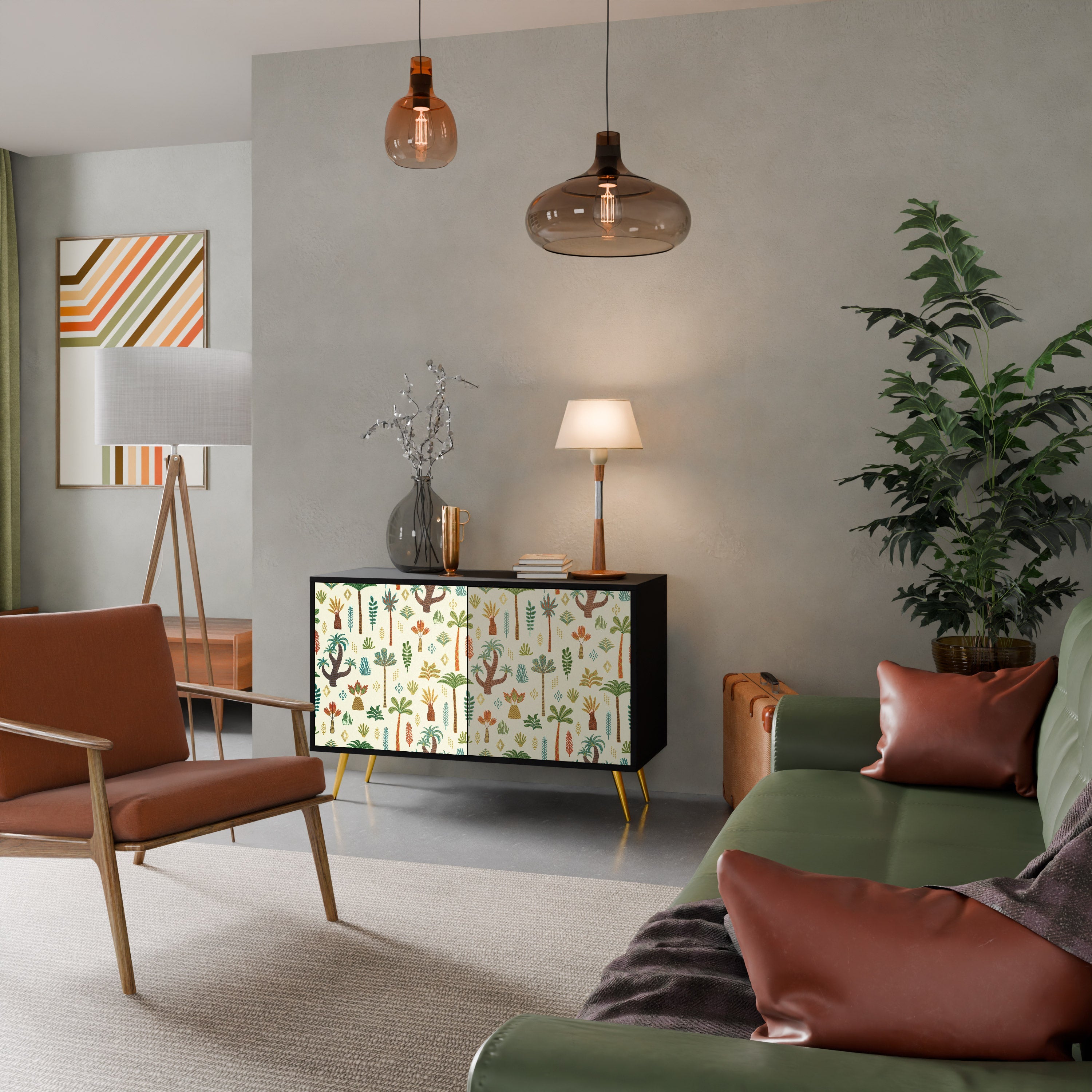 Buffet 2 portes PALM SPRING finition noire