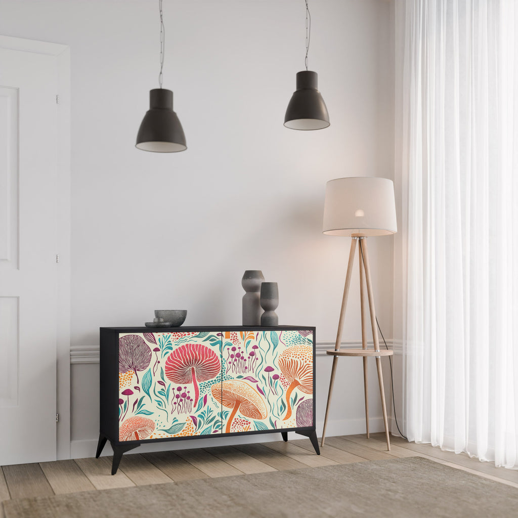 Buffet 2 portes Fungus Fantasy en finition noire