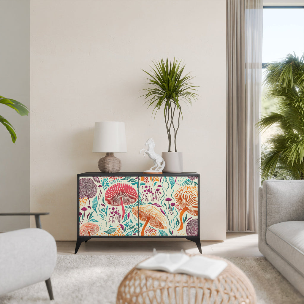 Buffet 2 portes Fungus Fantasy en finition noire