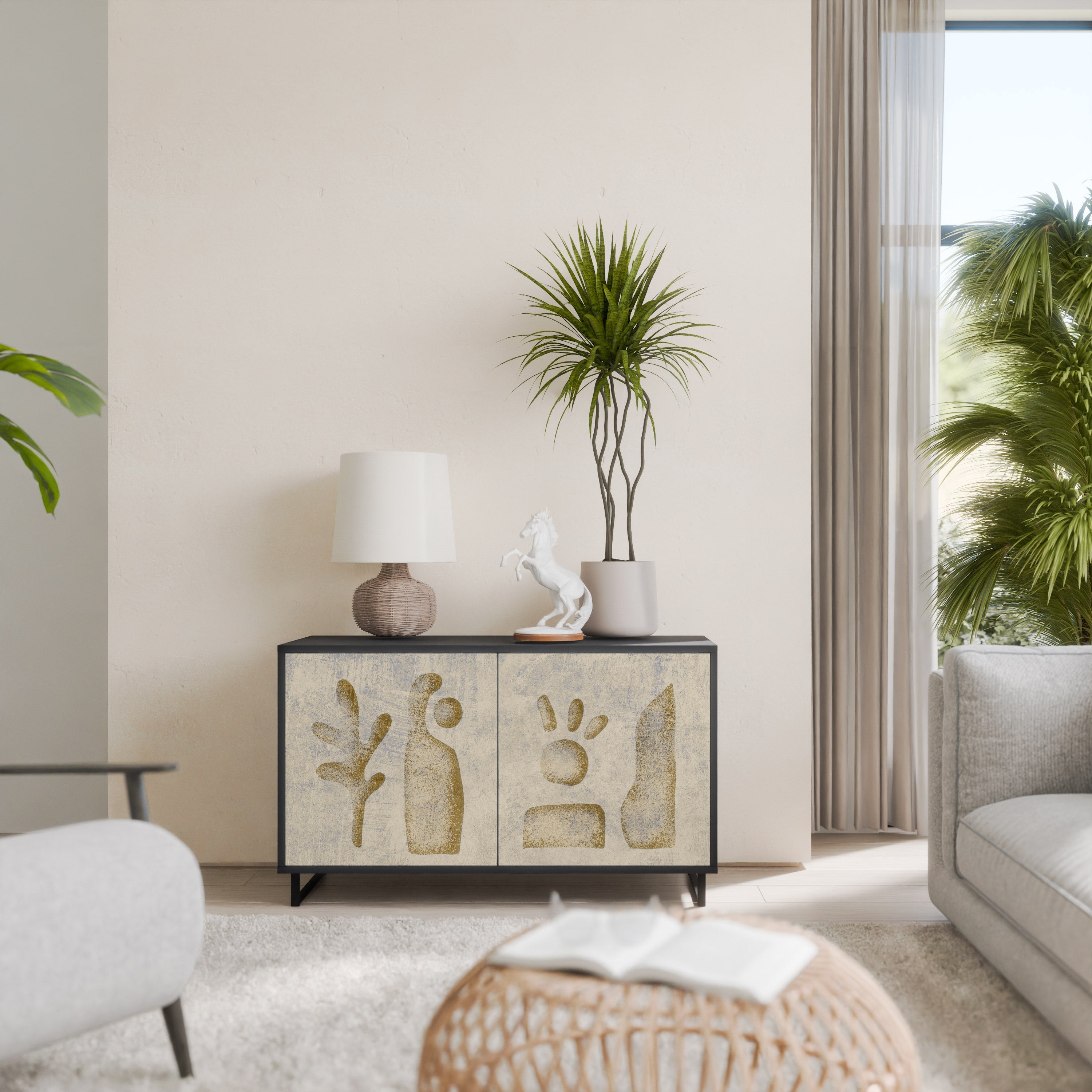 Buffet 2 portes SAND SCULPTURES finition noire