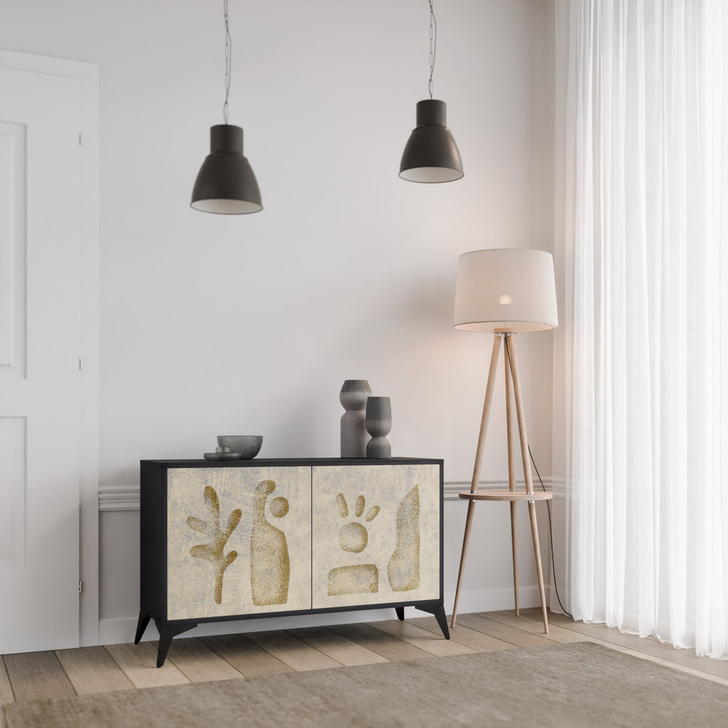 Buffet 2 portes SAND SCULPTURES finition noire
