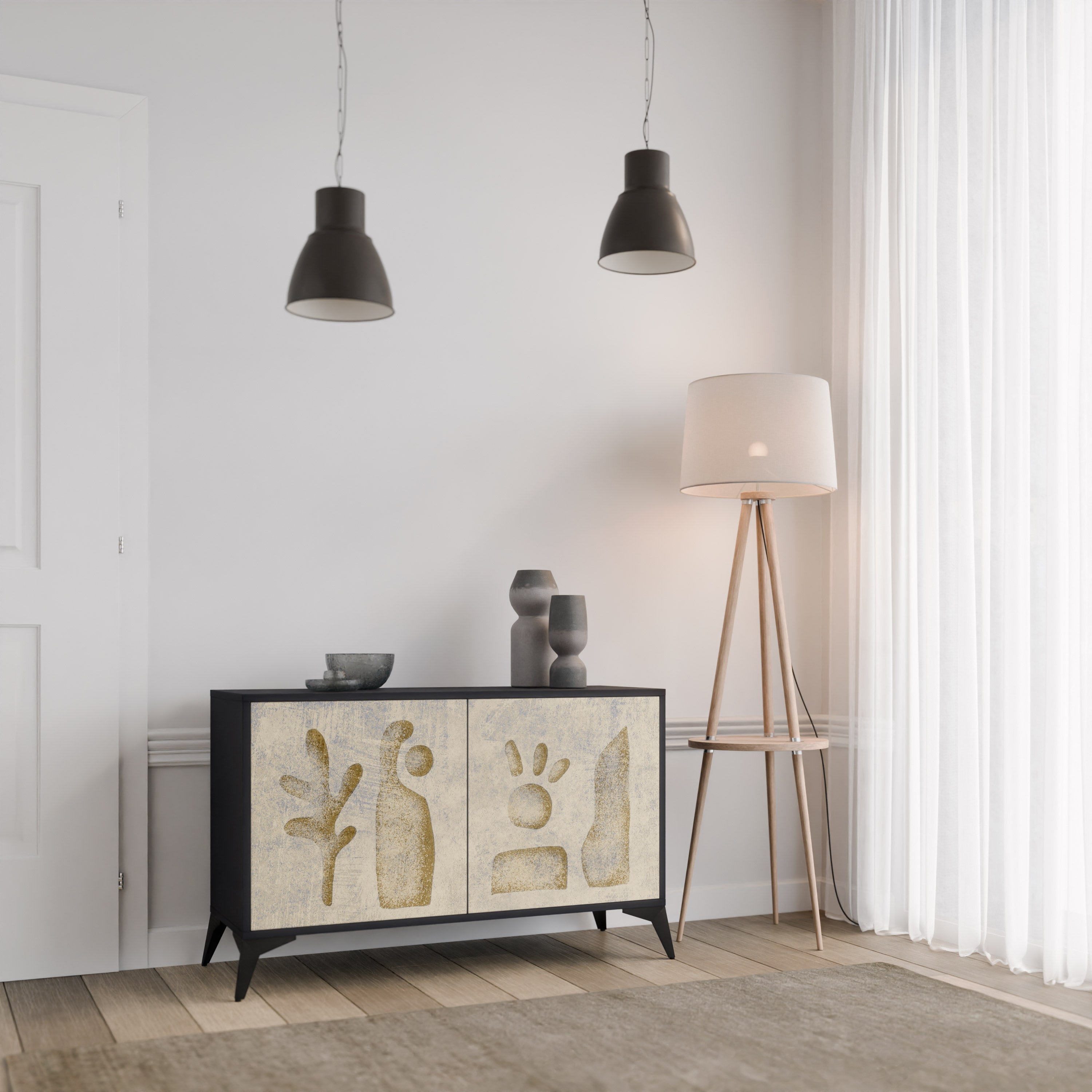 Buffet 2 portes SAND SCULPTURES finition noire