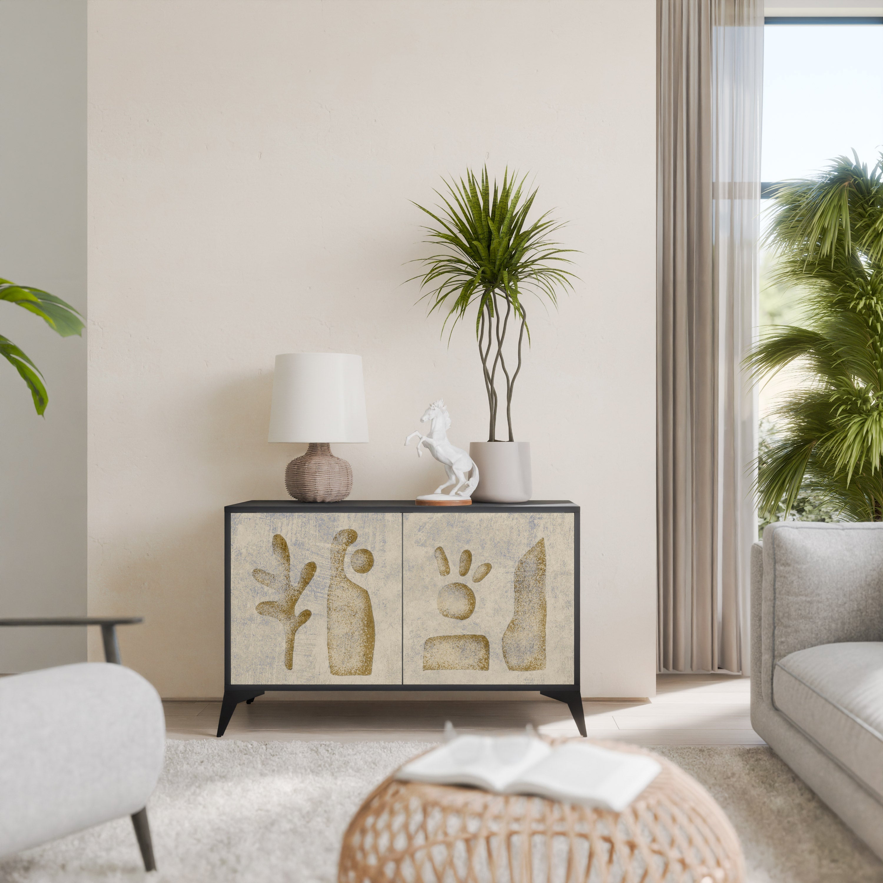 Buffet 2 portes SAND SCULPTURES finition noire