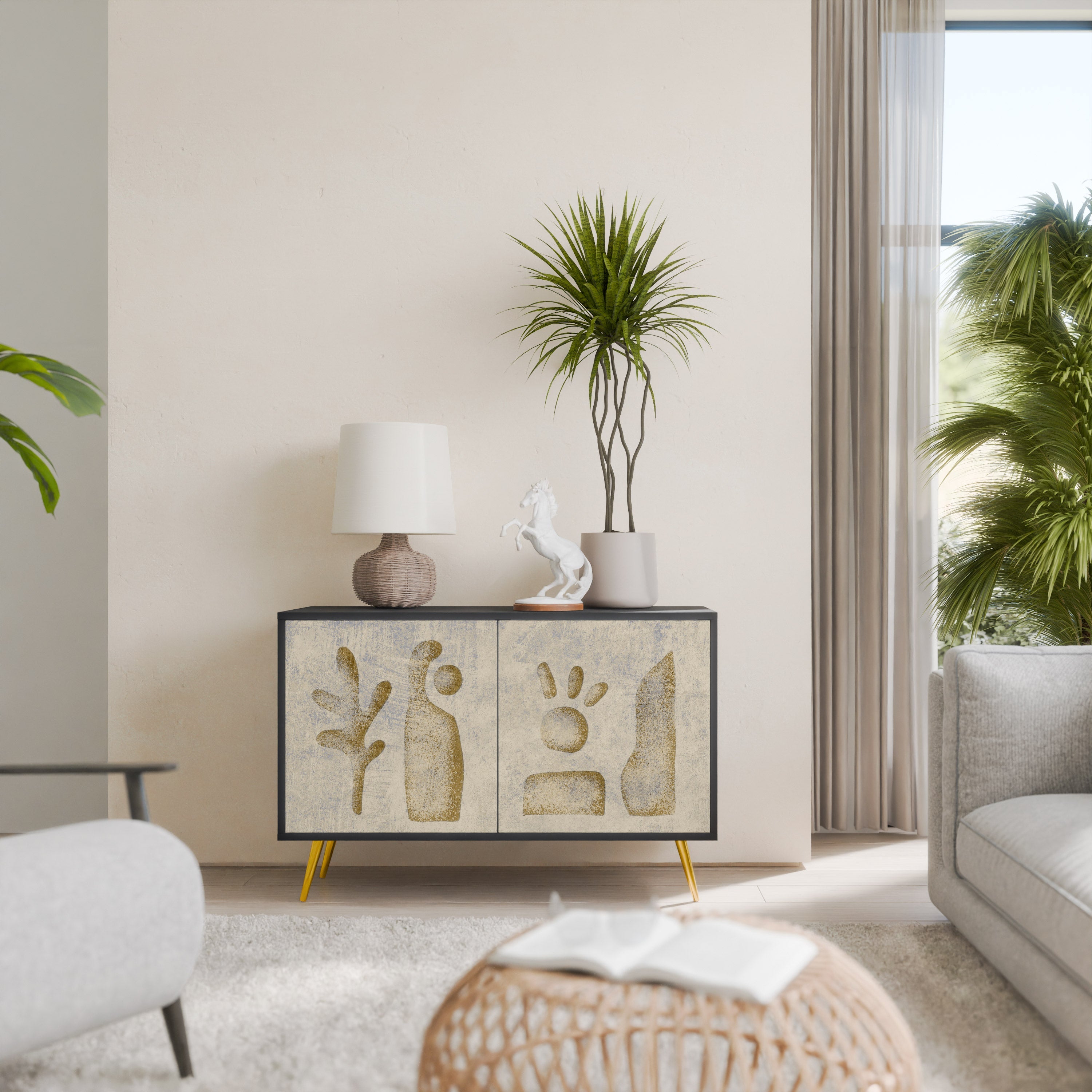 Buffet 2 portes SAND SCULPTURES finition noire