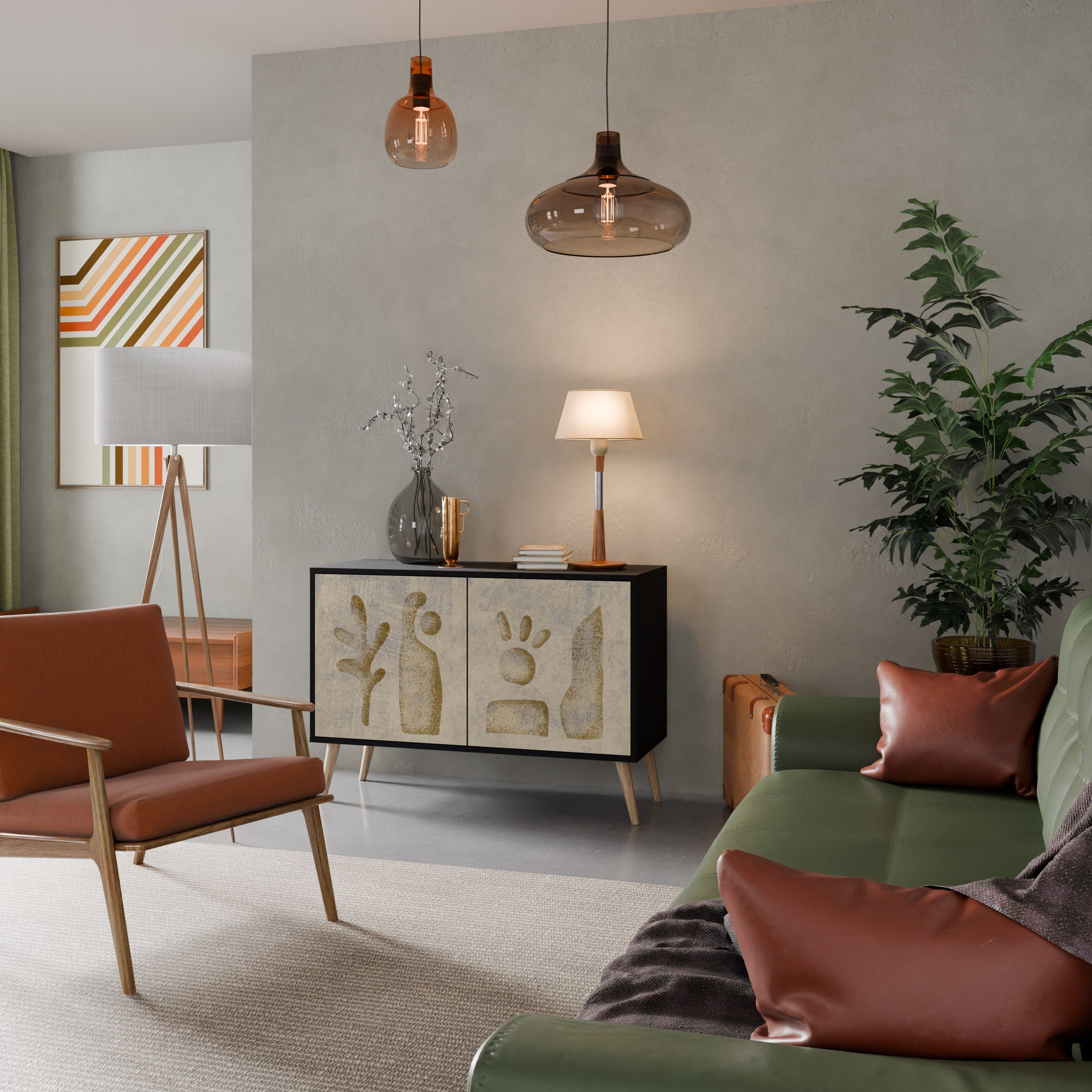 Buffet 2 portes SAND SCULPTURES finition noire