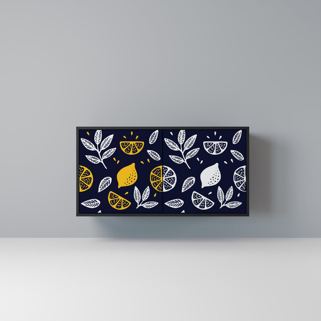 Buffet 2 portes CITRUS NOIR ET BLANC en finition noire