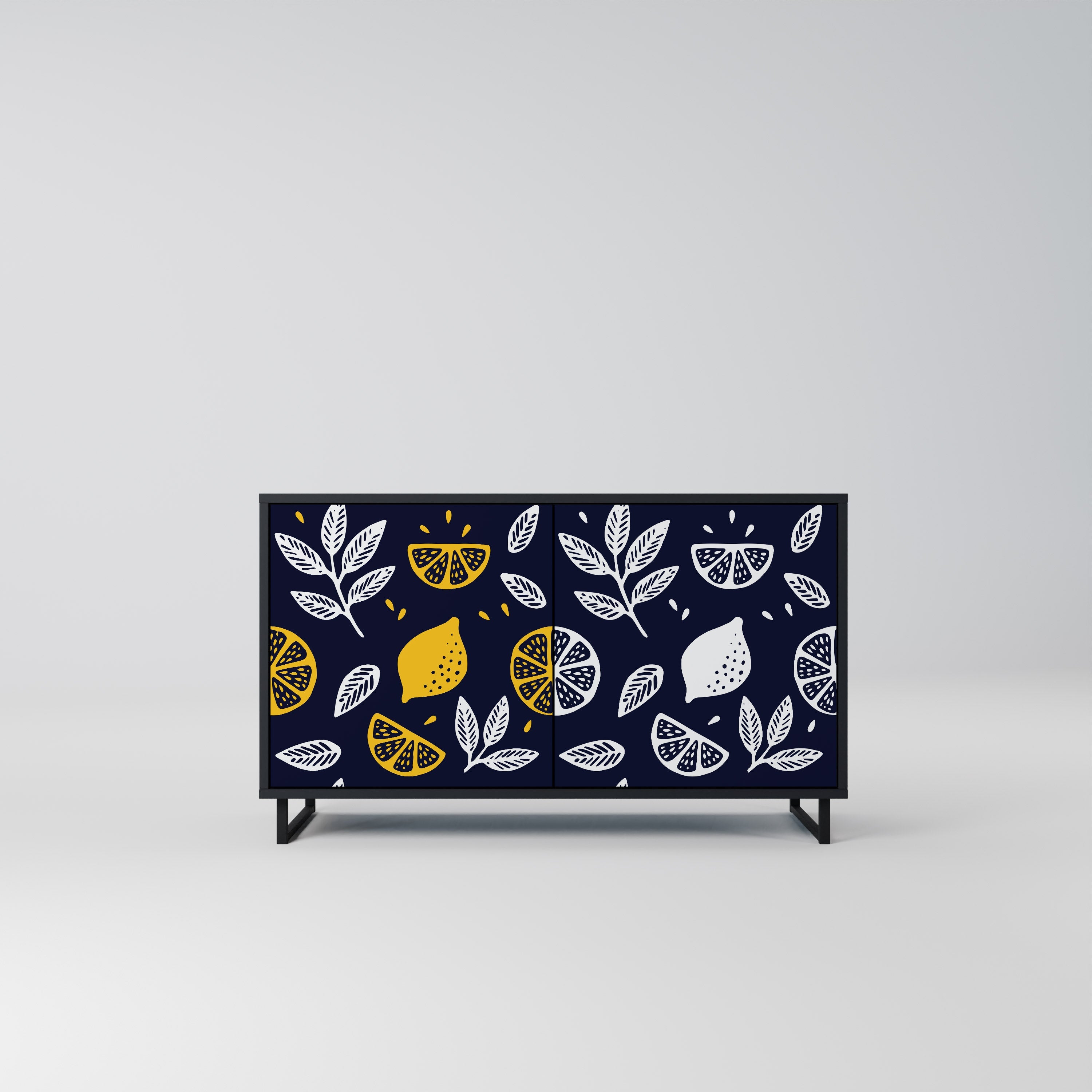 Buffet 2 portes CITRUS NOIR ET BLANC en finition noire