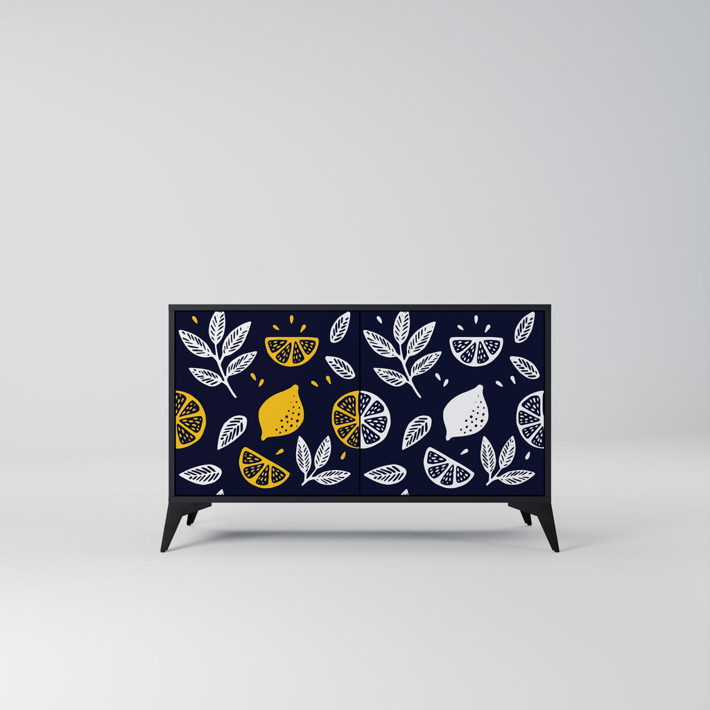 Buffet 2 portes CITRUS NOIR ET BLANC en finition noire