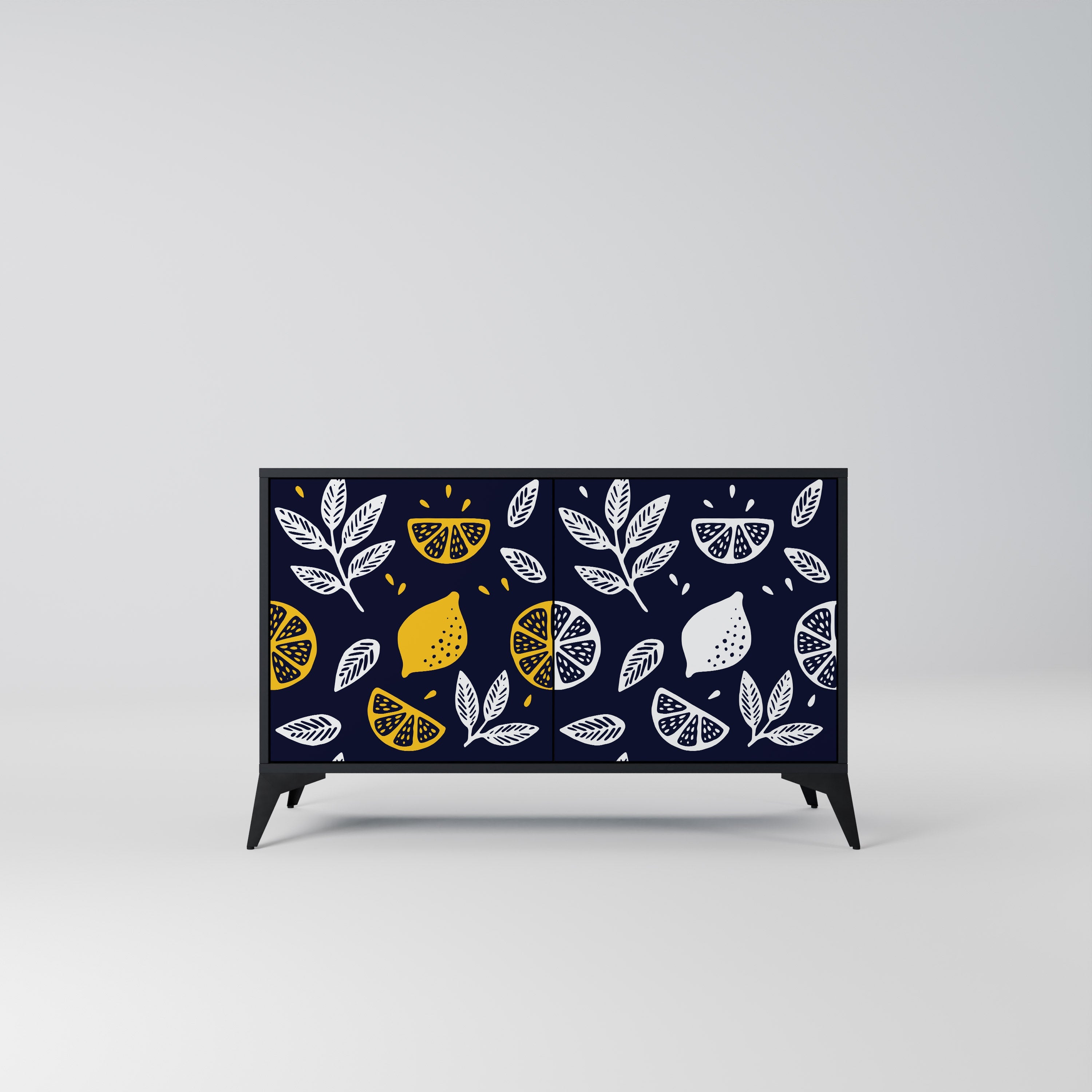 Buffet 2 portes CITRUS NOIR ET BLANC en finition noire