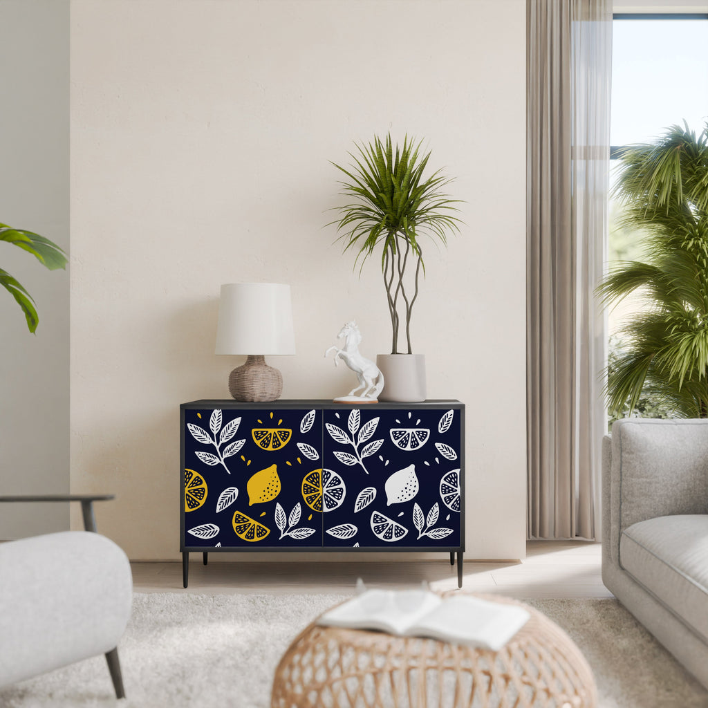 Buffet 2 portes CITRUS NOIR ET BLANC en finition noire