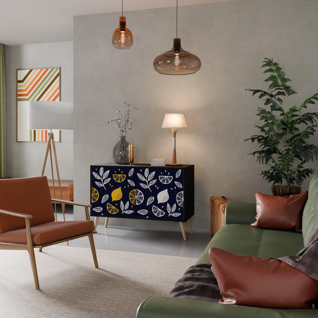 Buffet 2 portes CITRUS NOIR ET BLANC en finition noire