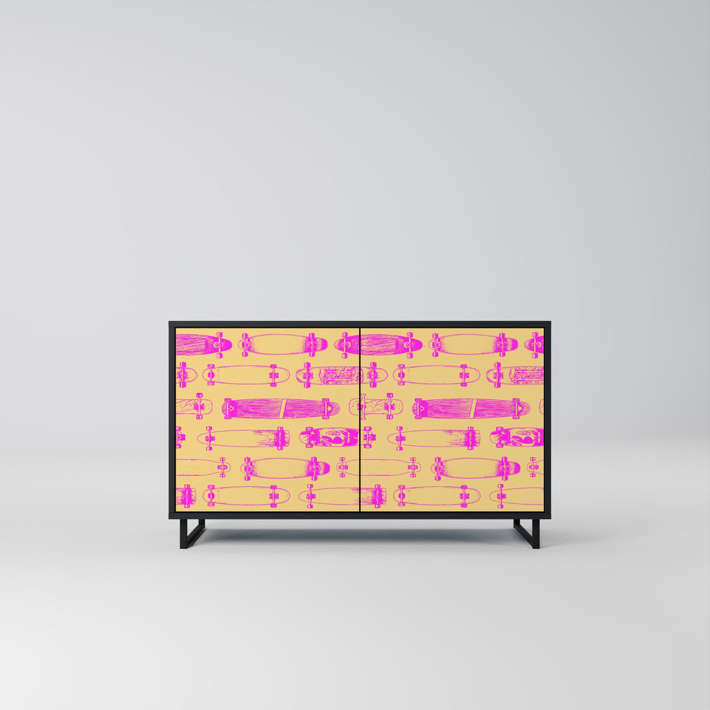 Buffet 2 portes SKATEBOARD ARTISTRY en finition noire