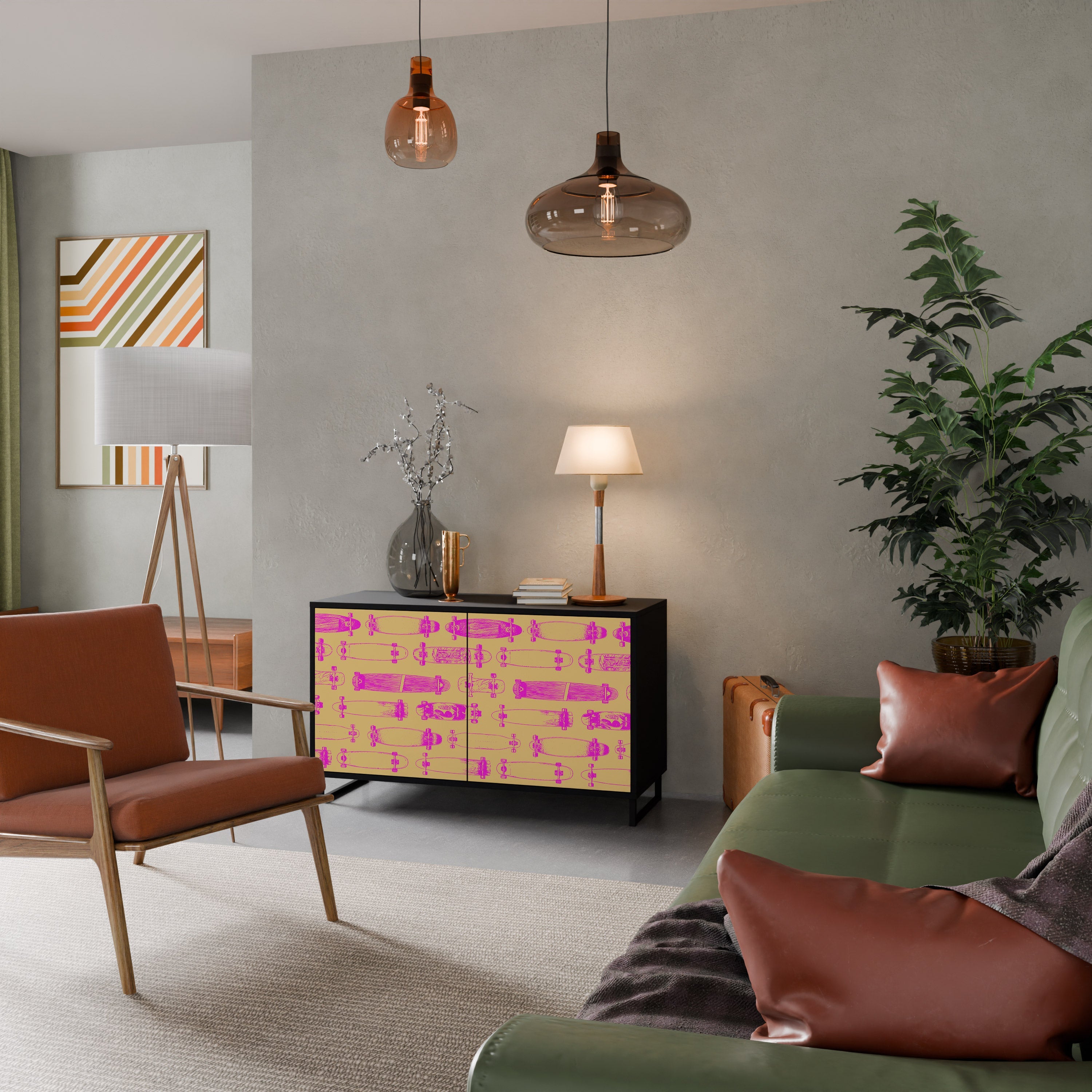 Buffet 2 portes SKATEBOARD ARTISTRY en finition noire