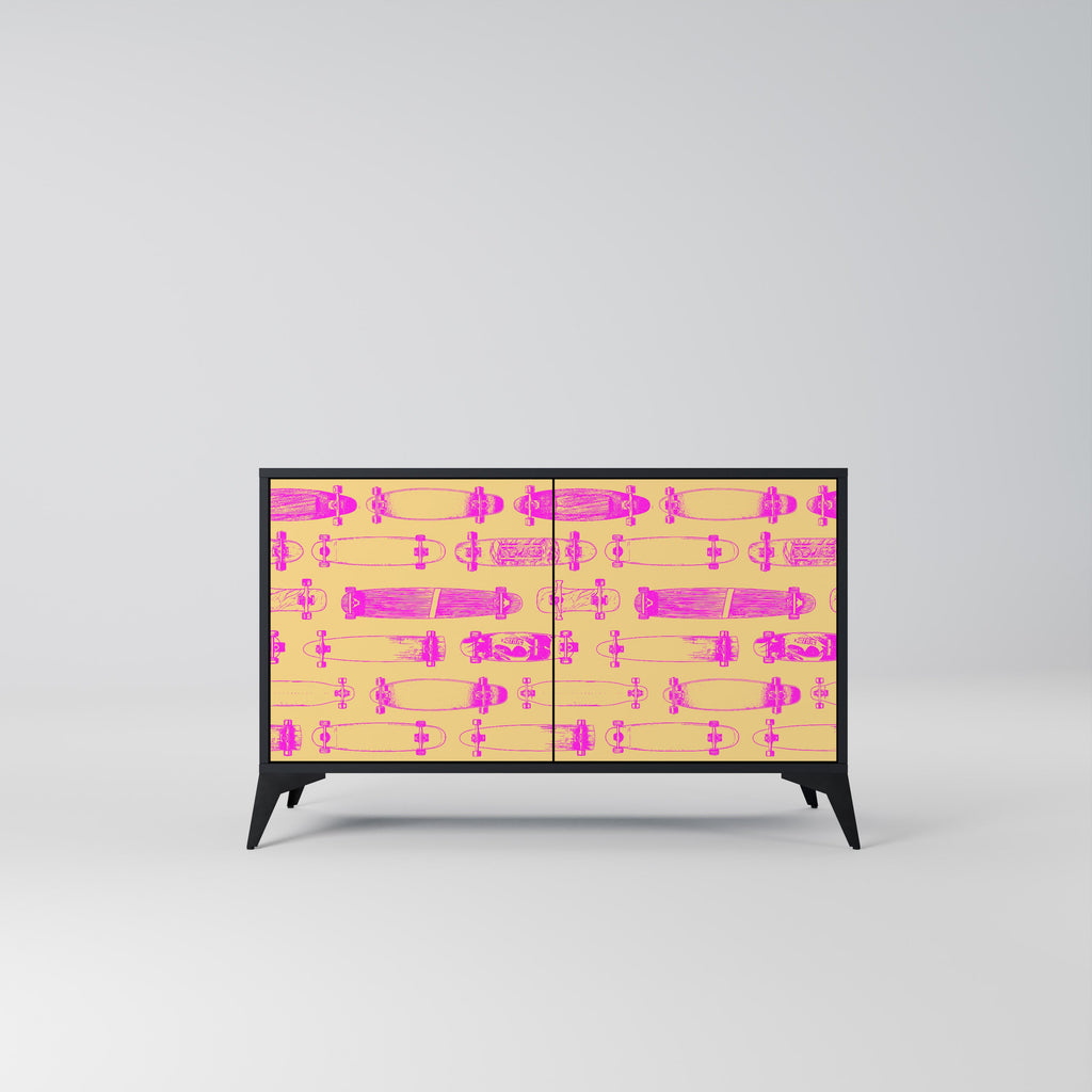 Buffet 2 portes SKATEBOARD ARTISTRY en finition noire