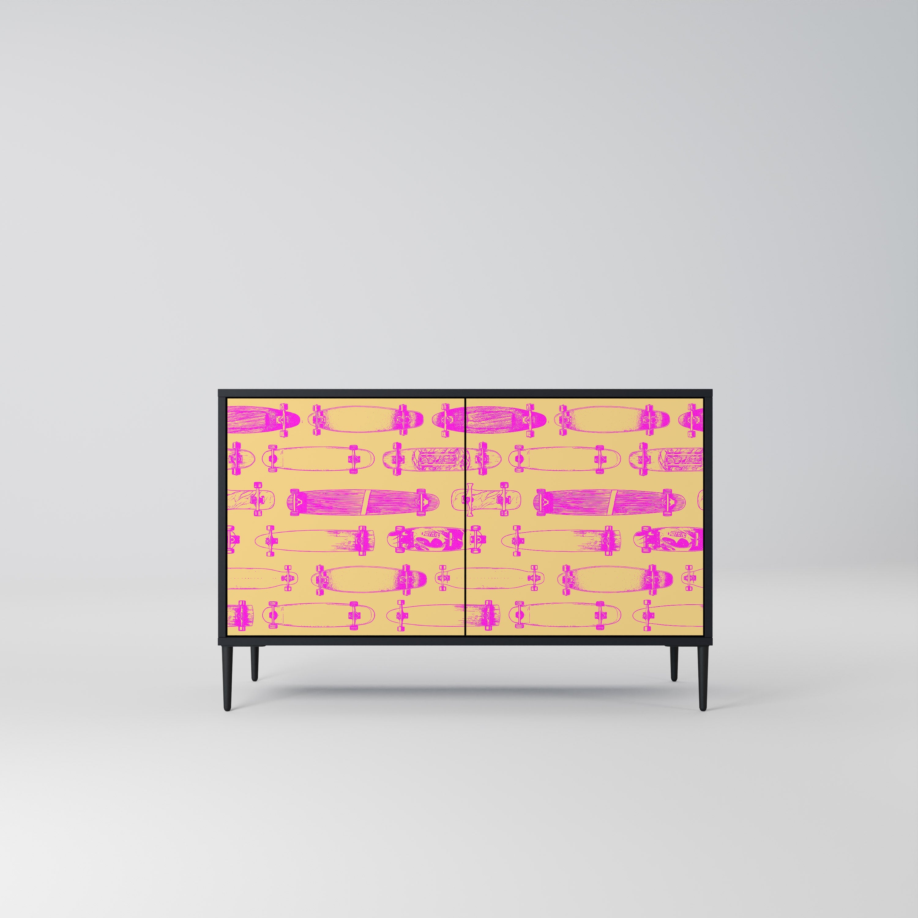 Buffet 2 portes SKATEBOARD ARTISTRY en finition noire