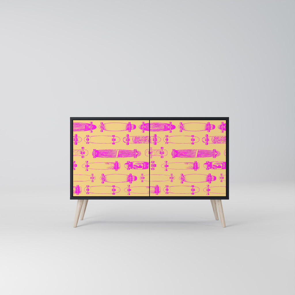 Buffet 2 portes SKATEBOARD ARTISTRY en finition noire