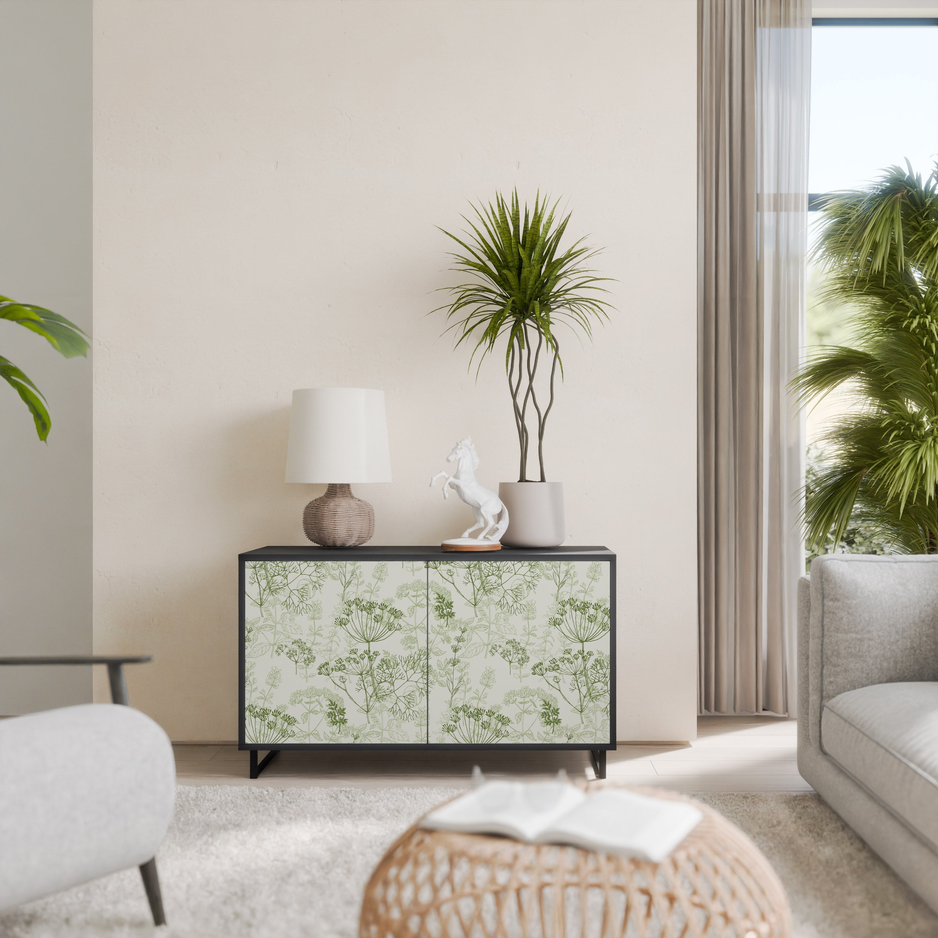 Buffet 2 portes à baldaquin FENNEL, finition noire