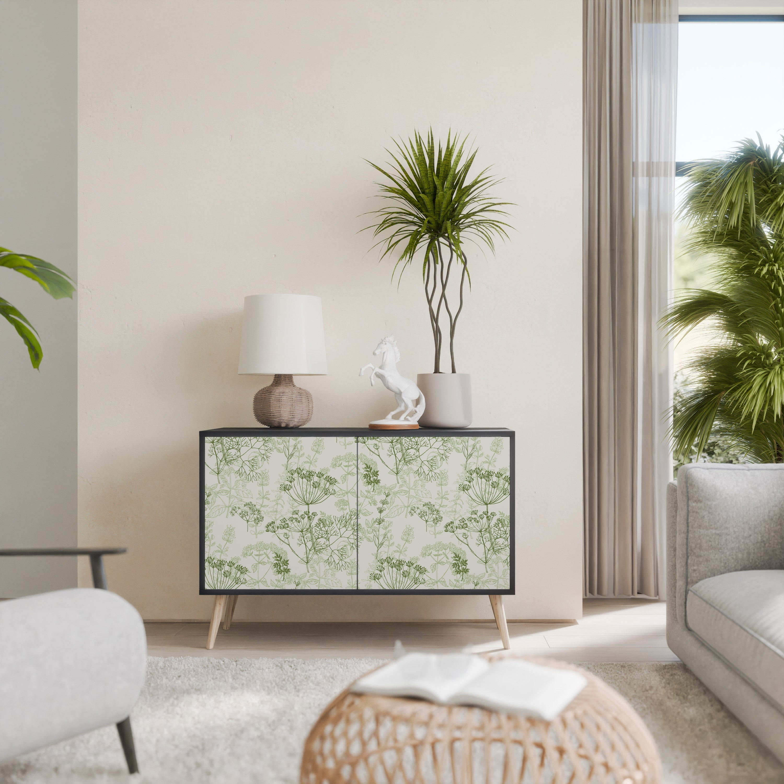 Buffet 2 portes à baldaquin FENNEL, finition noire