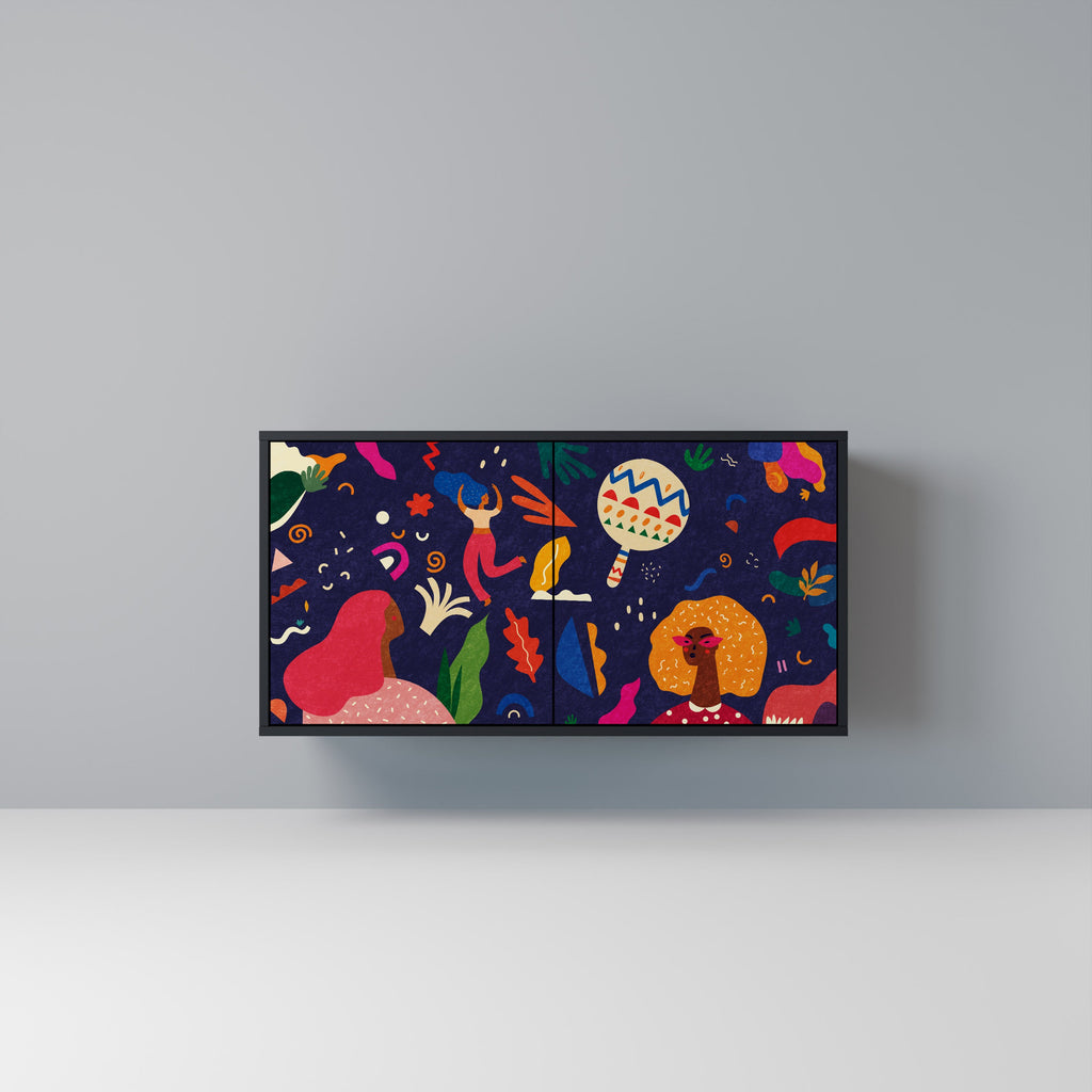 Buffet 2 portes FESTIVE PLEASURES en finition noire