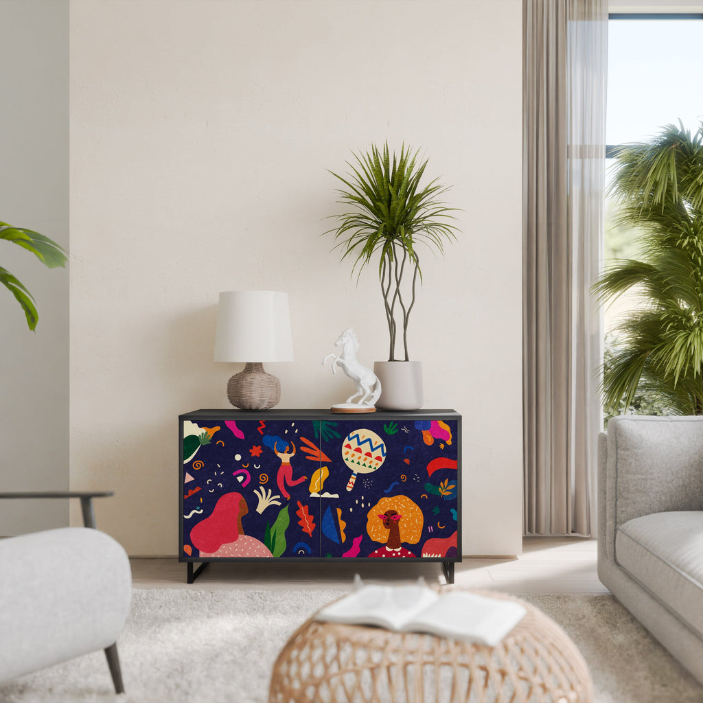 Buffet 2 portes FESTIVE PLEASURES en finition noire