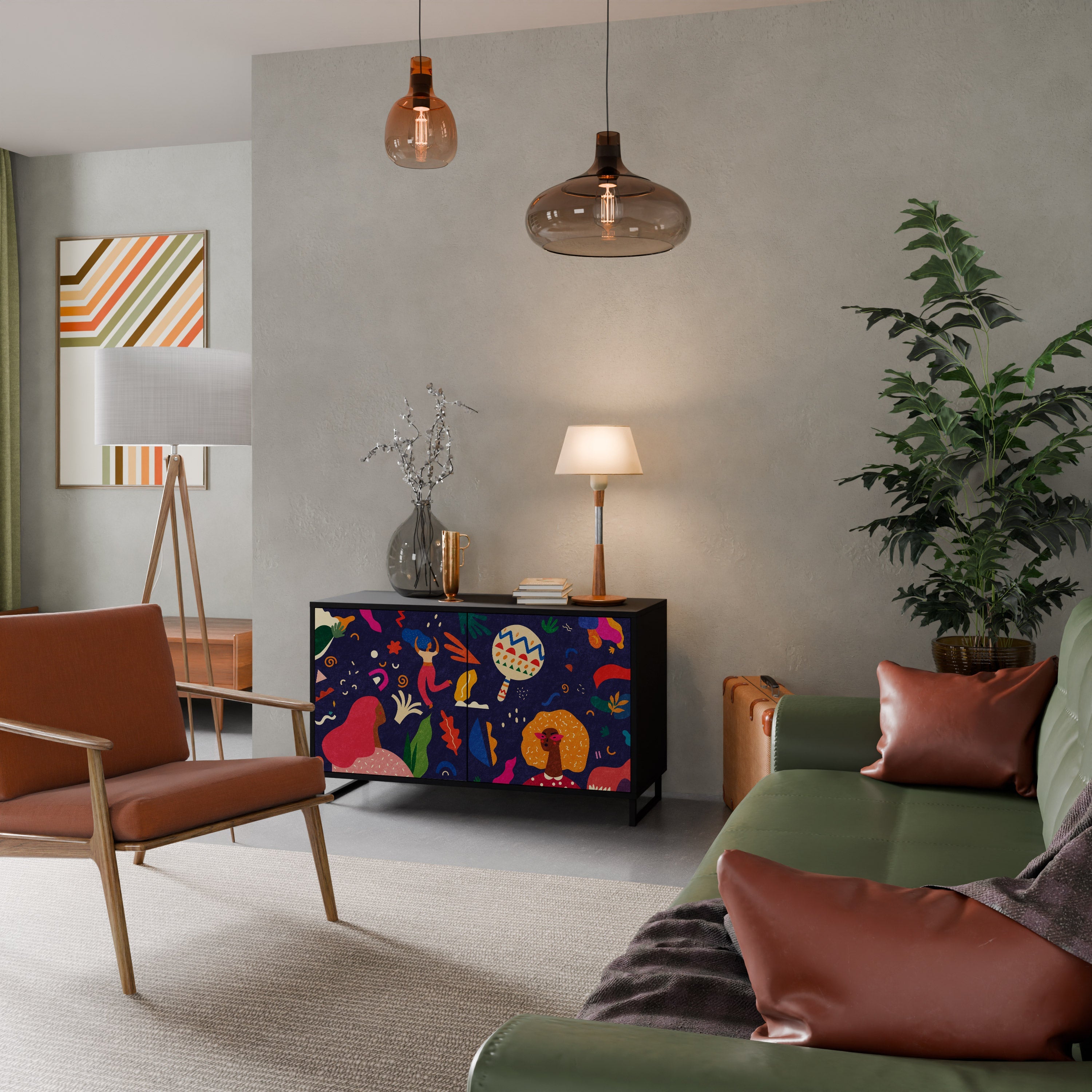 Buffet 2 portes FESTIVE PLEASURES en finition noire