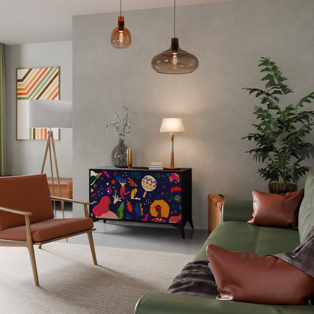 Buffet 2 portes FESTIVE PLEASURES en finition noire