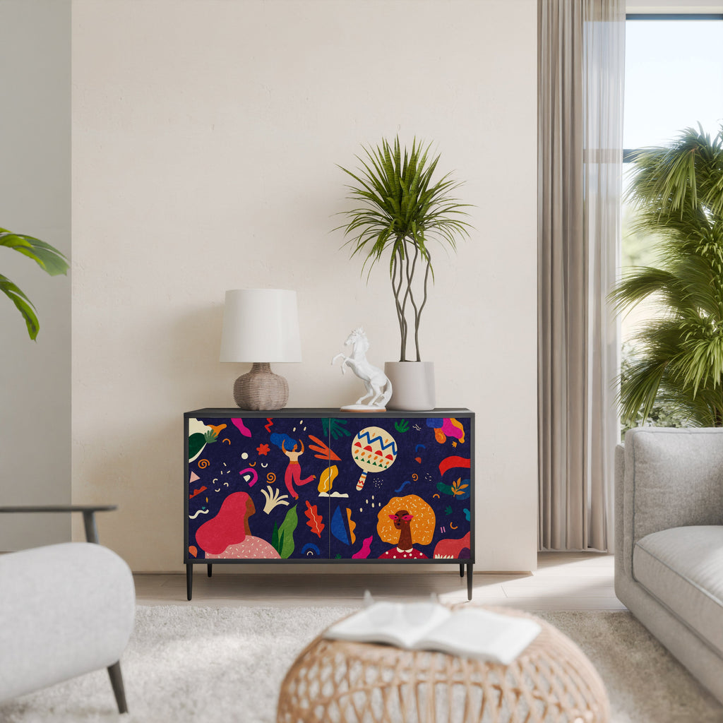 Buffet 2 portes FESTIVE PLEASURES en finition noire