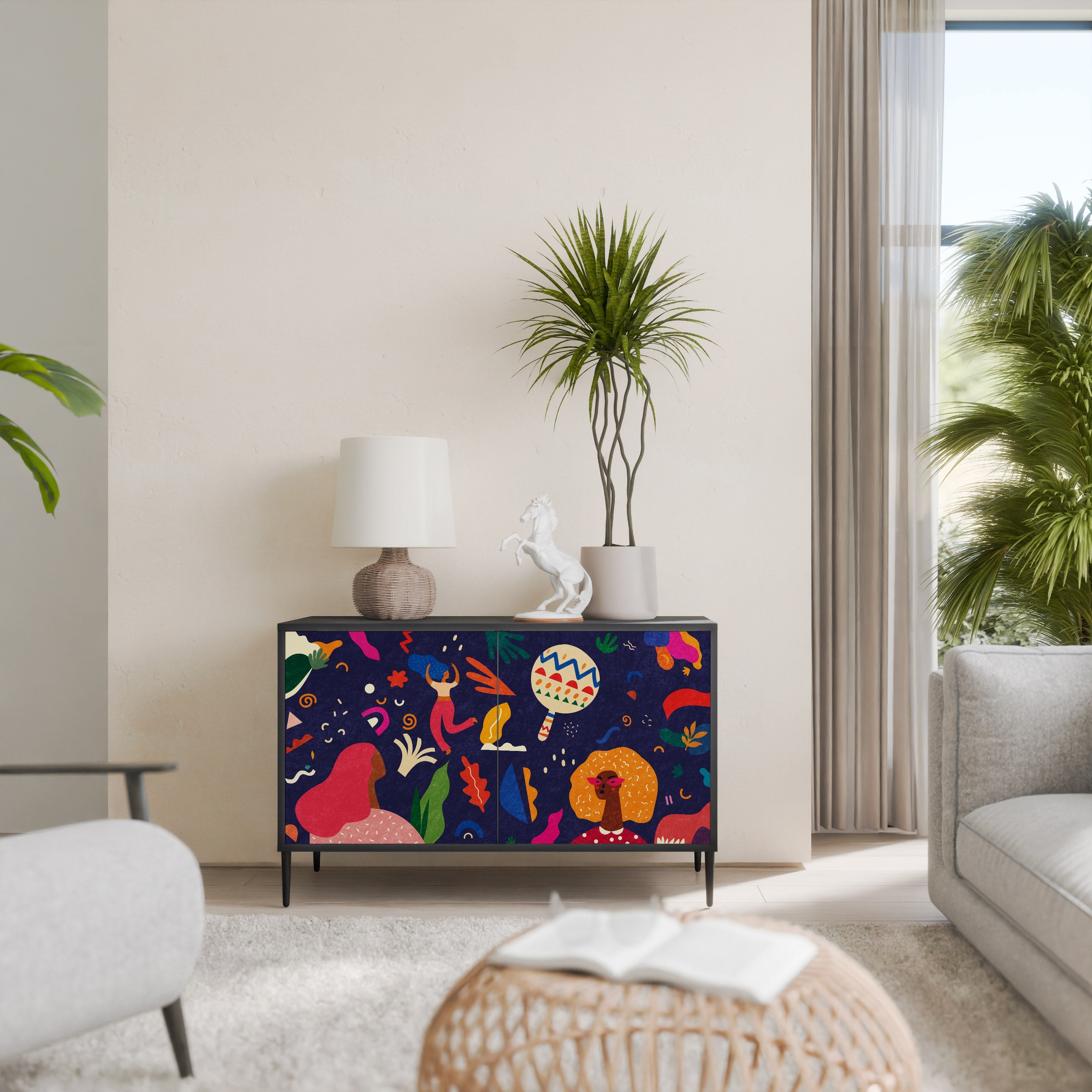 Buffet 2 portes FESTIVE PLEASURES en finition noire