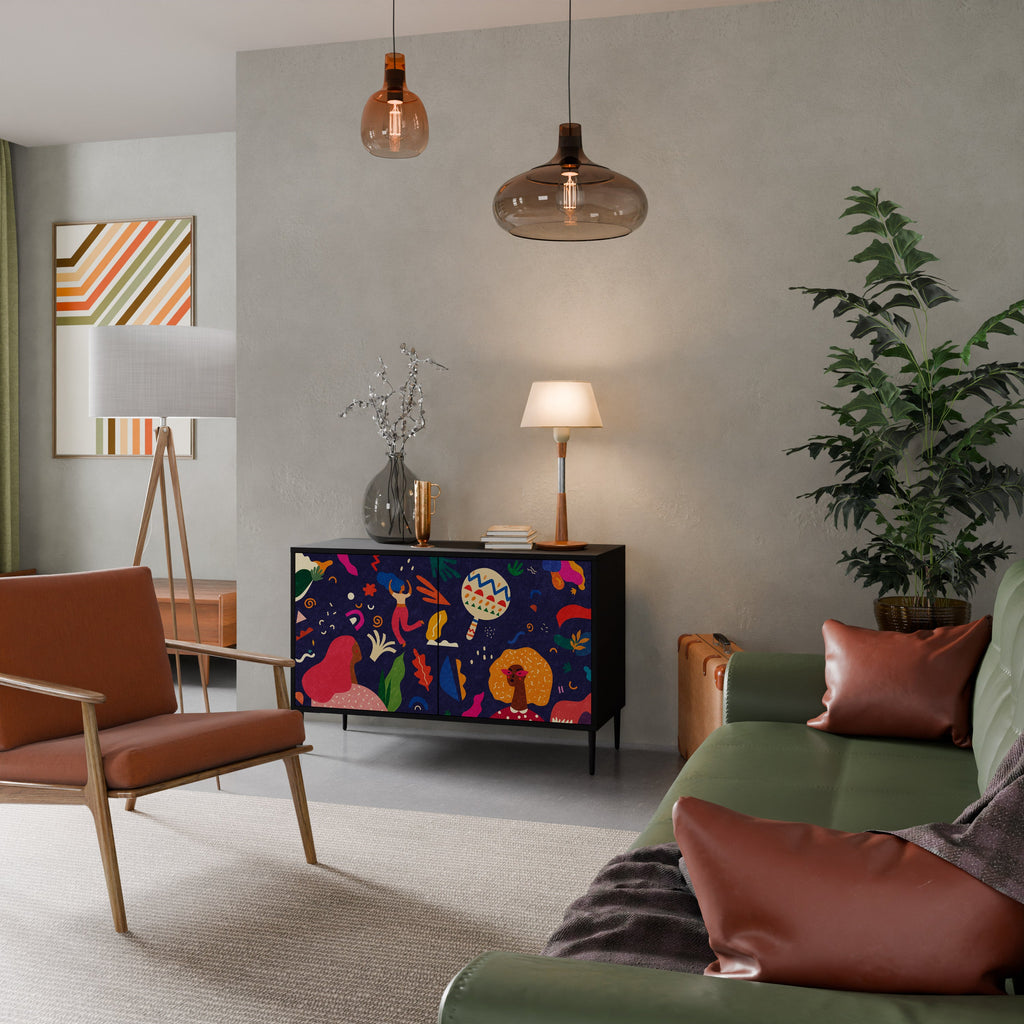 Buffet 2 portes FESTIVE PLEASURES en finition noire