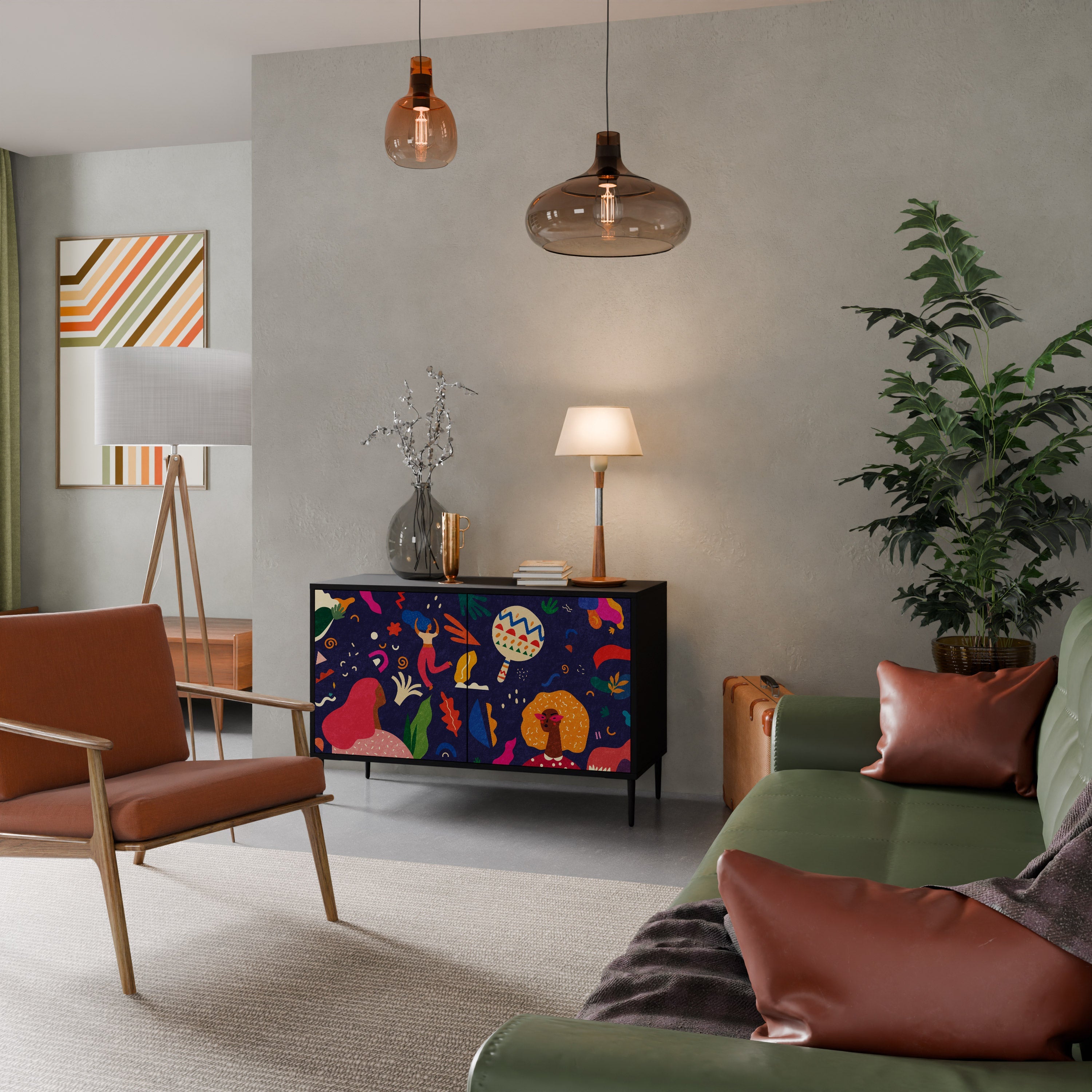 Buffet 2 portes FESTIVE PLEASURES en finition noire