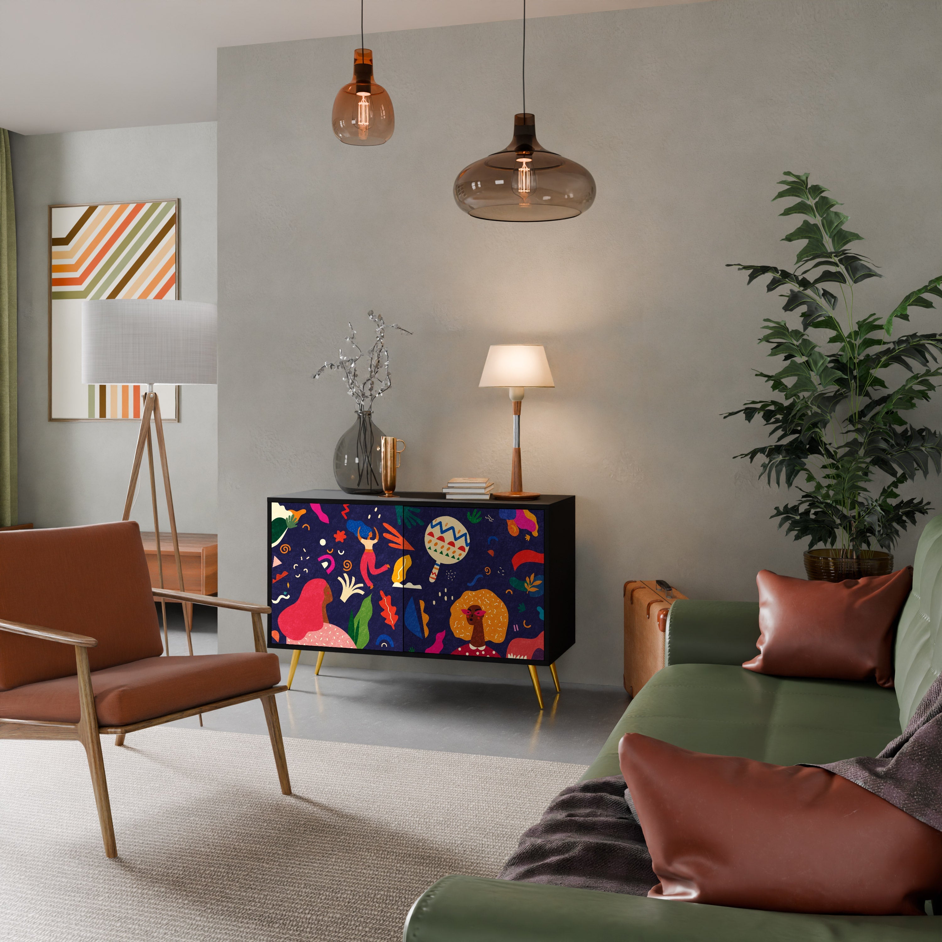 Buffet 2 portes FESTIVE PLEASURES en finition noire