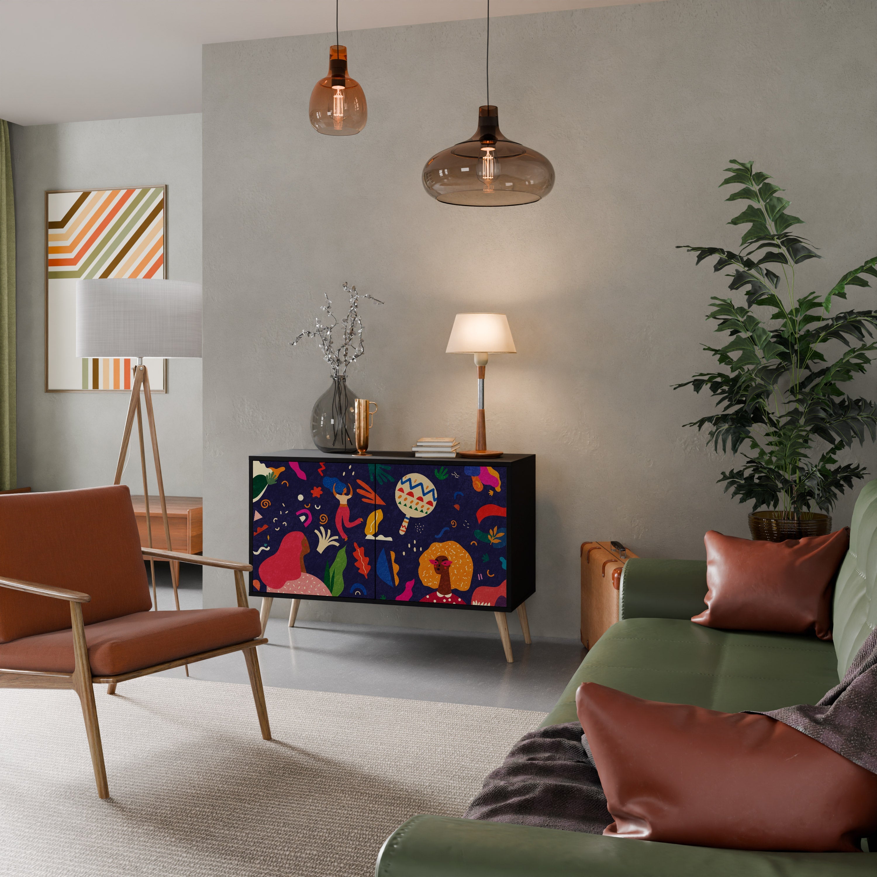 Buffet 2 portes FESTIVE PLEASURES en finition noire