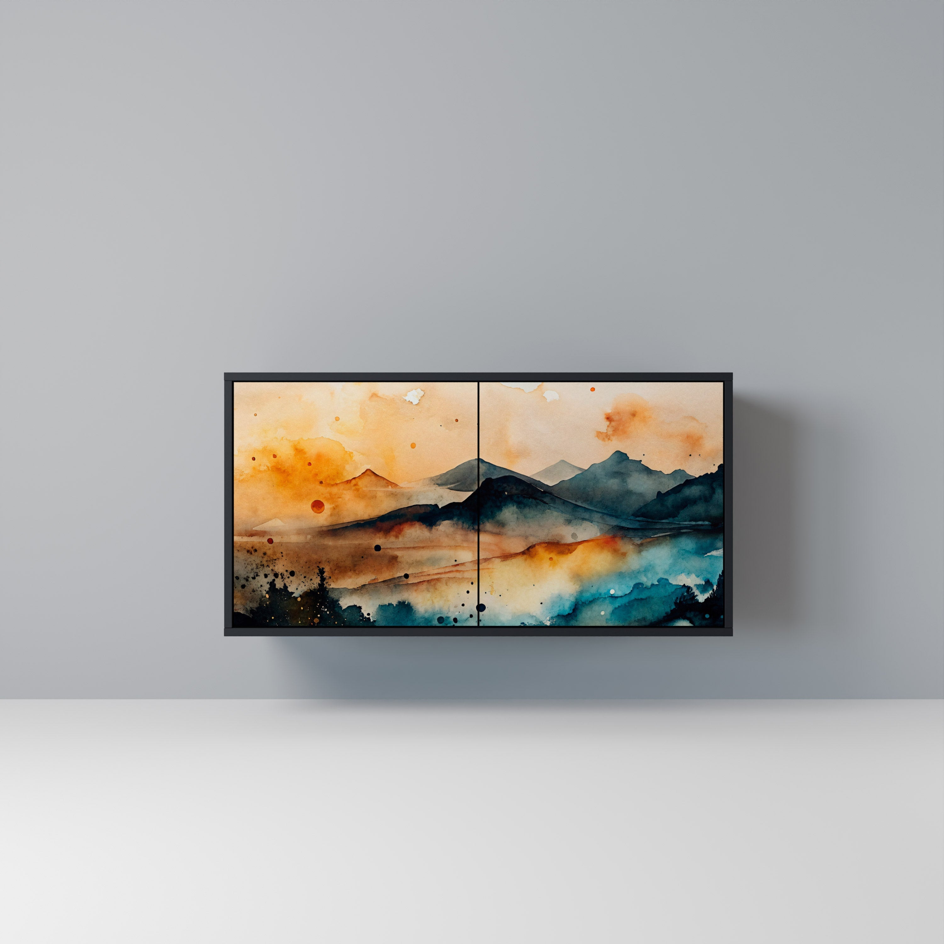 Buffet 2 portes OMINOUS MOUNTAINS en finition noire