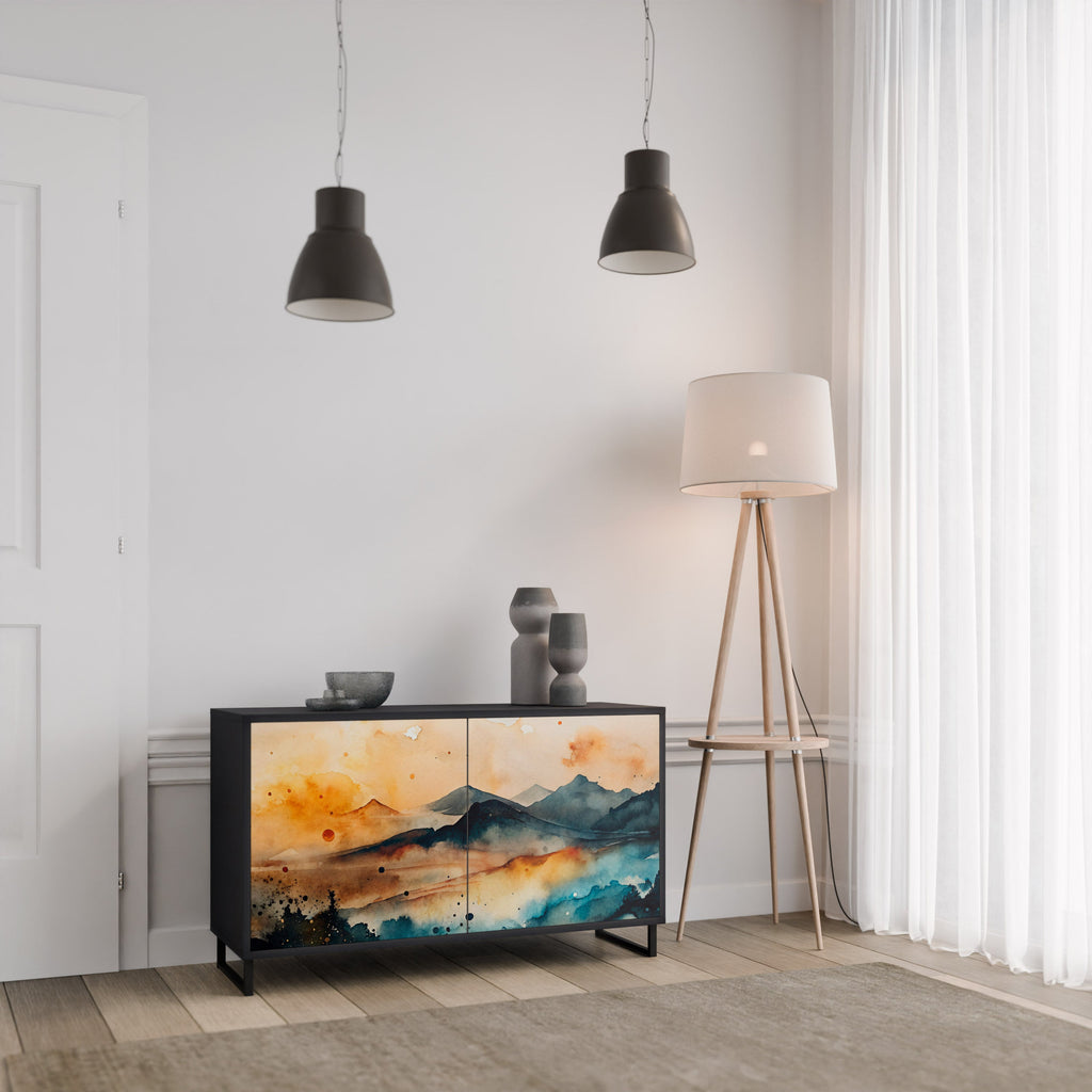 Buffet 2 portes OMINOUS MOUNTAINS en finition noire