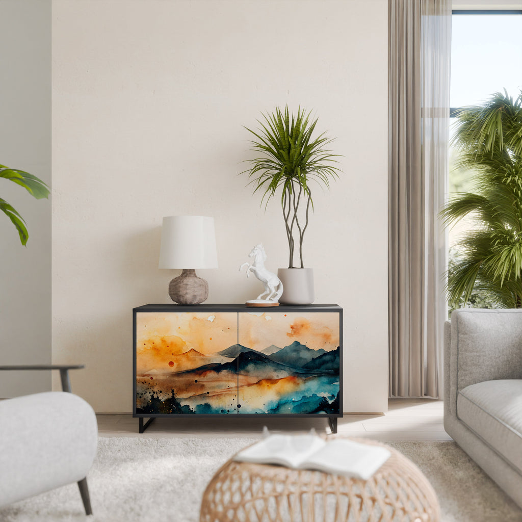 Buffet 2 portes OMINOUS MOUNTAINS en finition noire