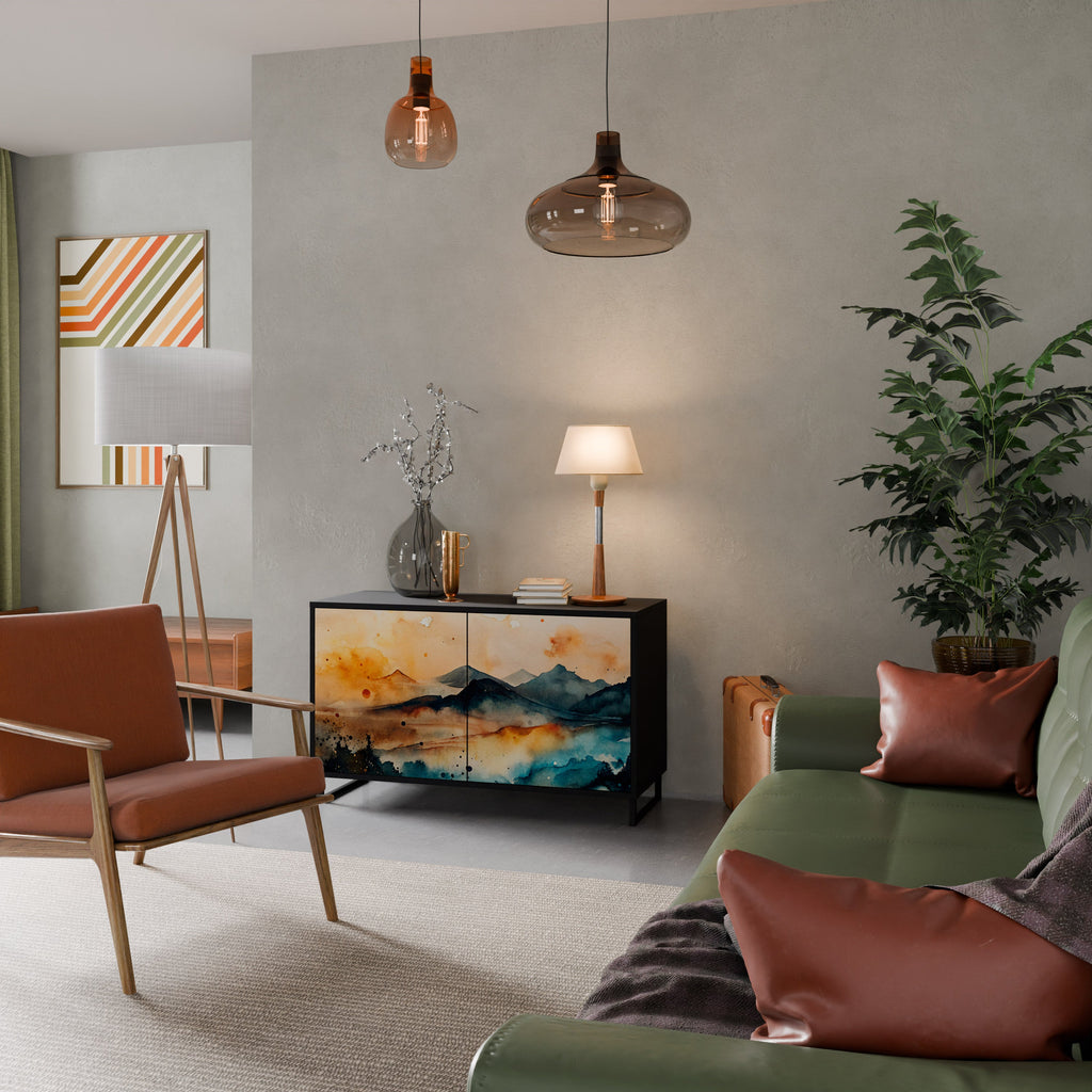 Buffet 2 portes OMINOUS MOUNTAINS en finition noire