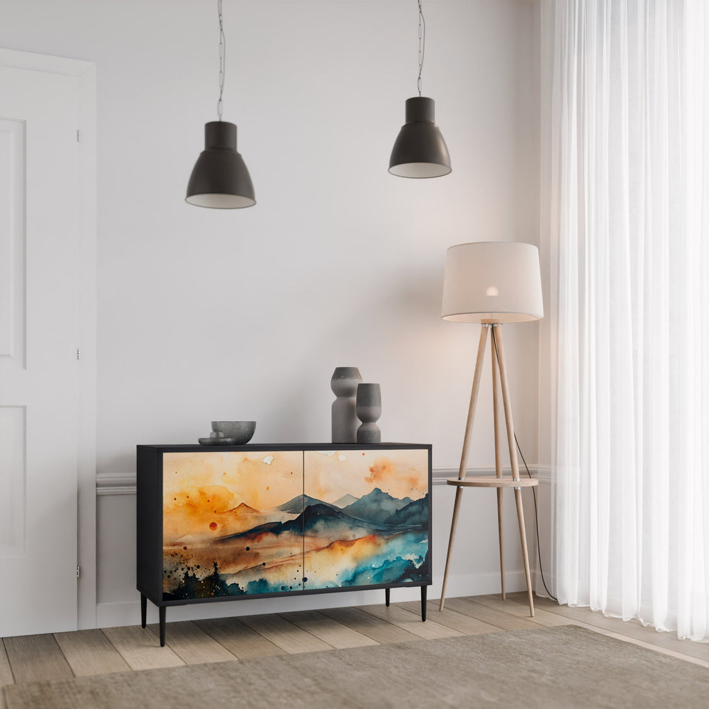 Buffet 2 portes OMINOUS MOUNTAINS en finition noire