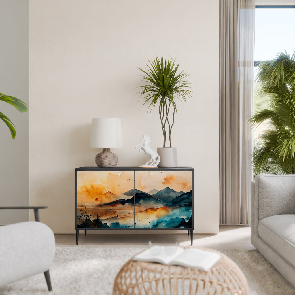 Buffet 2 portes OMINOUS MOUNTAINS en finition noire