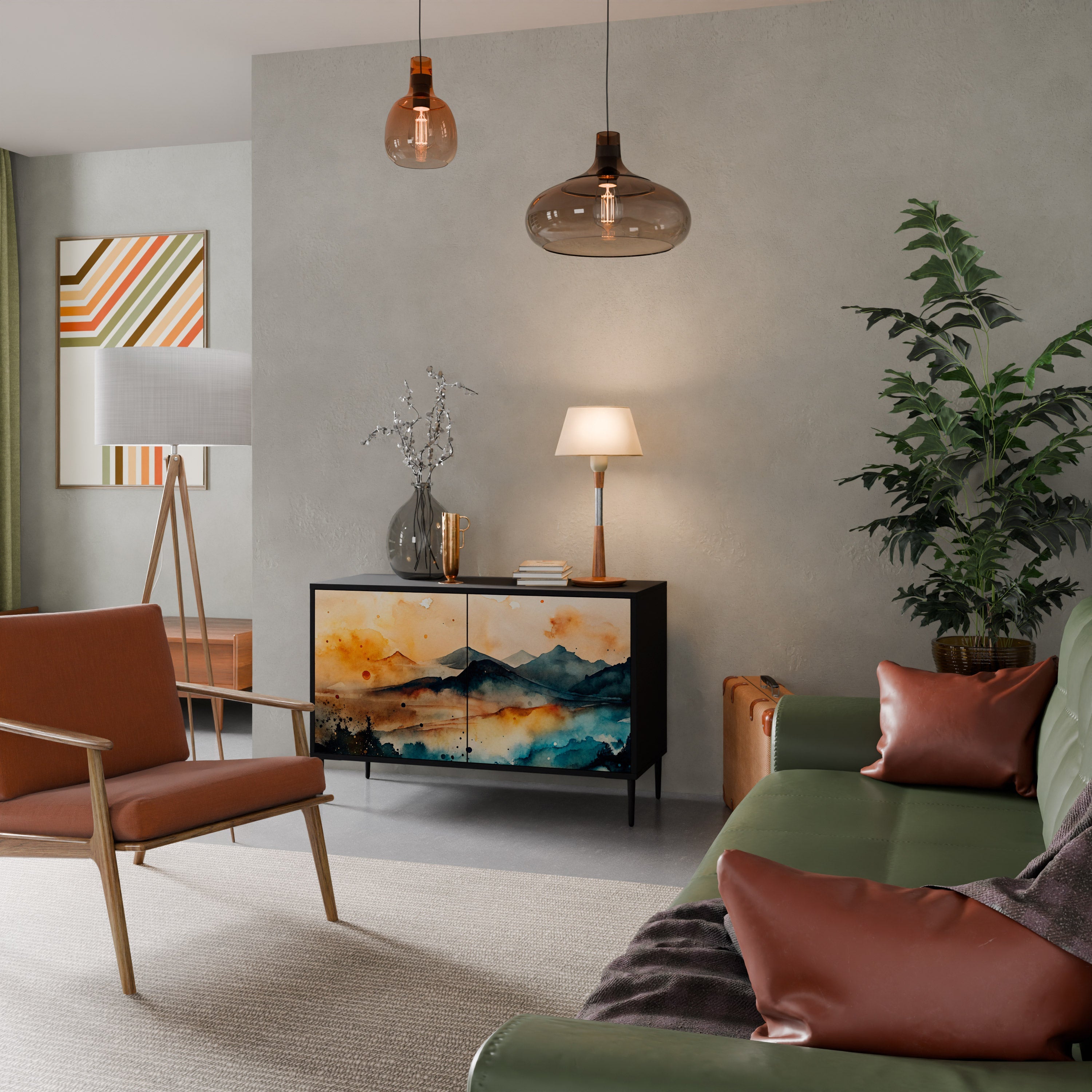 Buffet 2 portes OMINOUS MOUNTAINS en finition noire