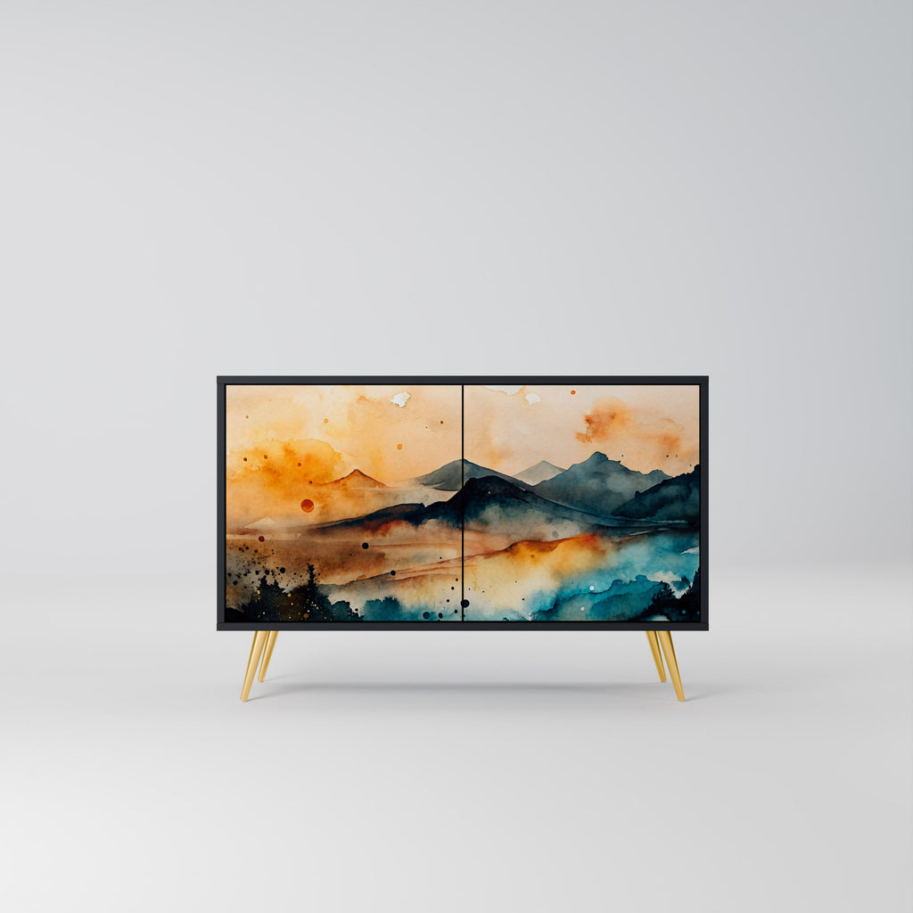 Buffet 2 portes OMINOUS MOUNTAINS en finition noire