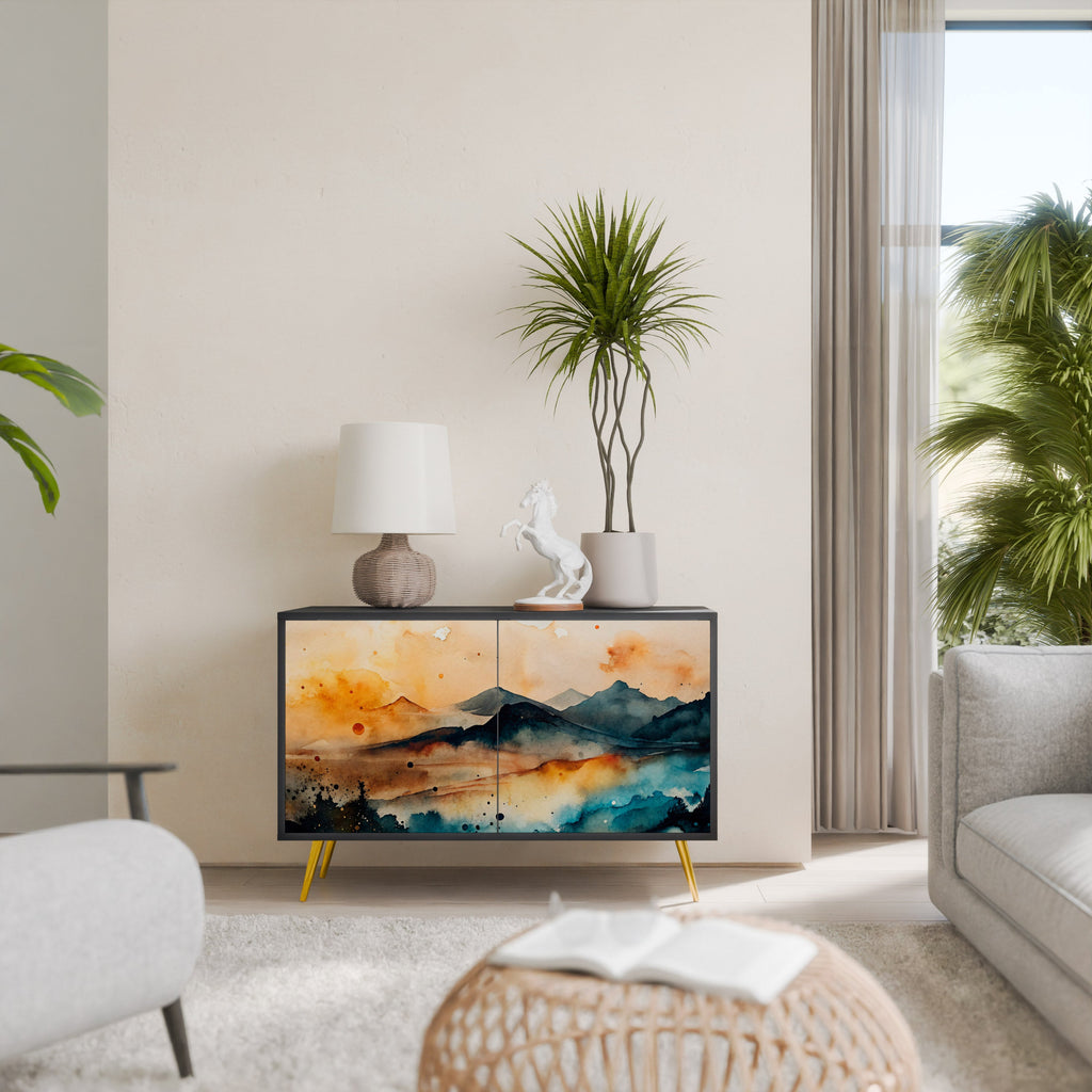 Buffet 2 portes OMINOUS MOUNTAINS en finition noire