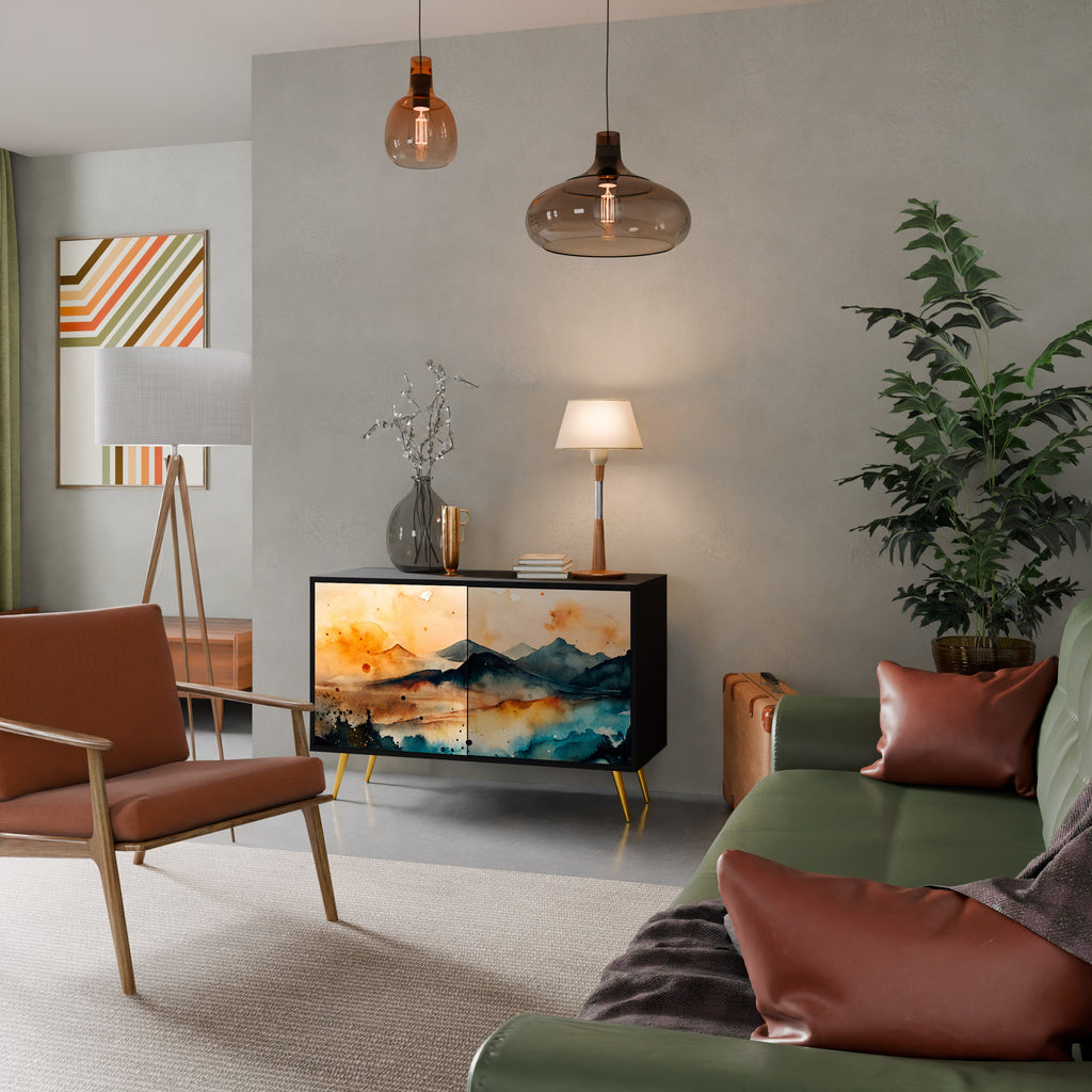 Buffet 2 portes OMINOUS MOUNTAINS en finition noire