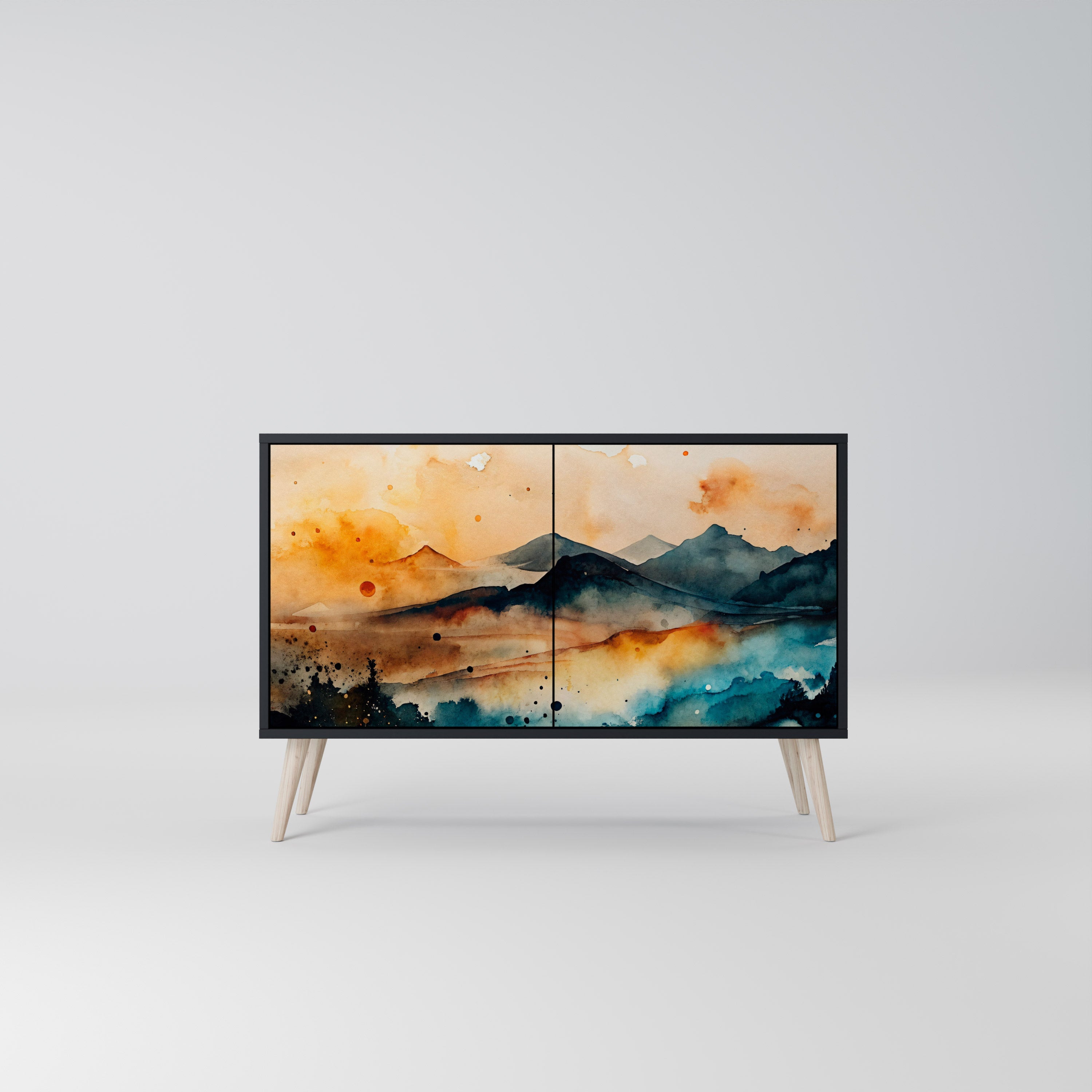 Buffet 2 portes OMINOUS MOUNTAINS en finition noire