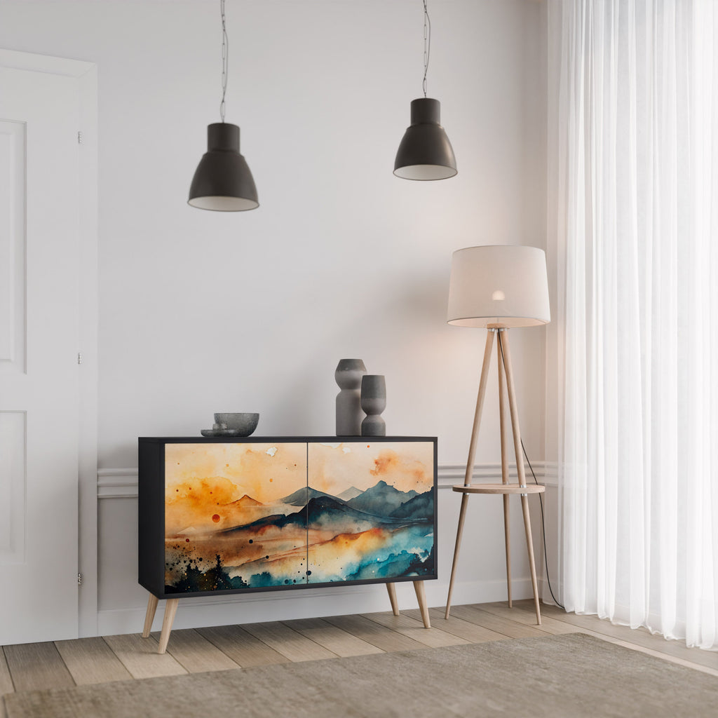 Buffet 2 portes OMINOUS MOUNTAINS en finition noire