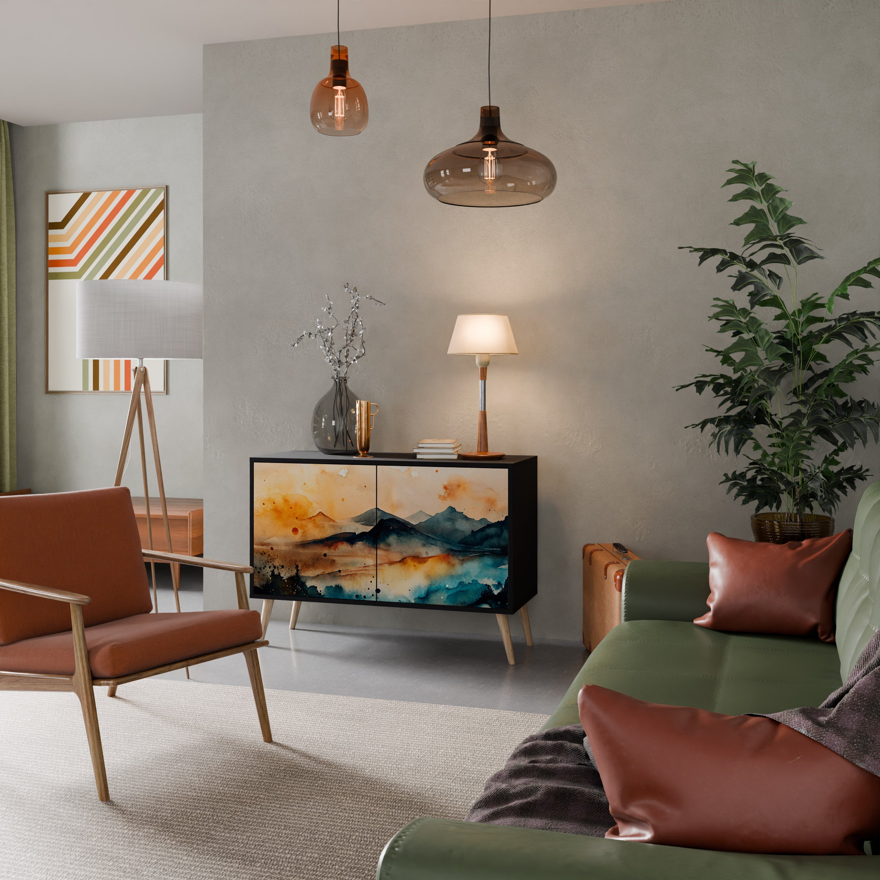 Buffet 2 portes OMINOUS MOUNTAINS en finition noire