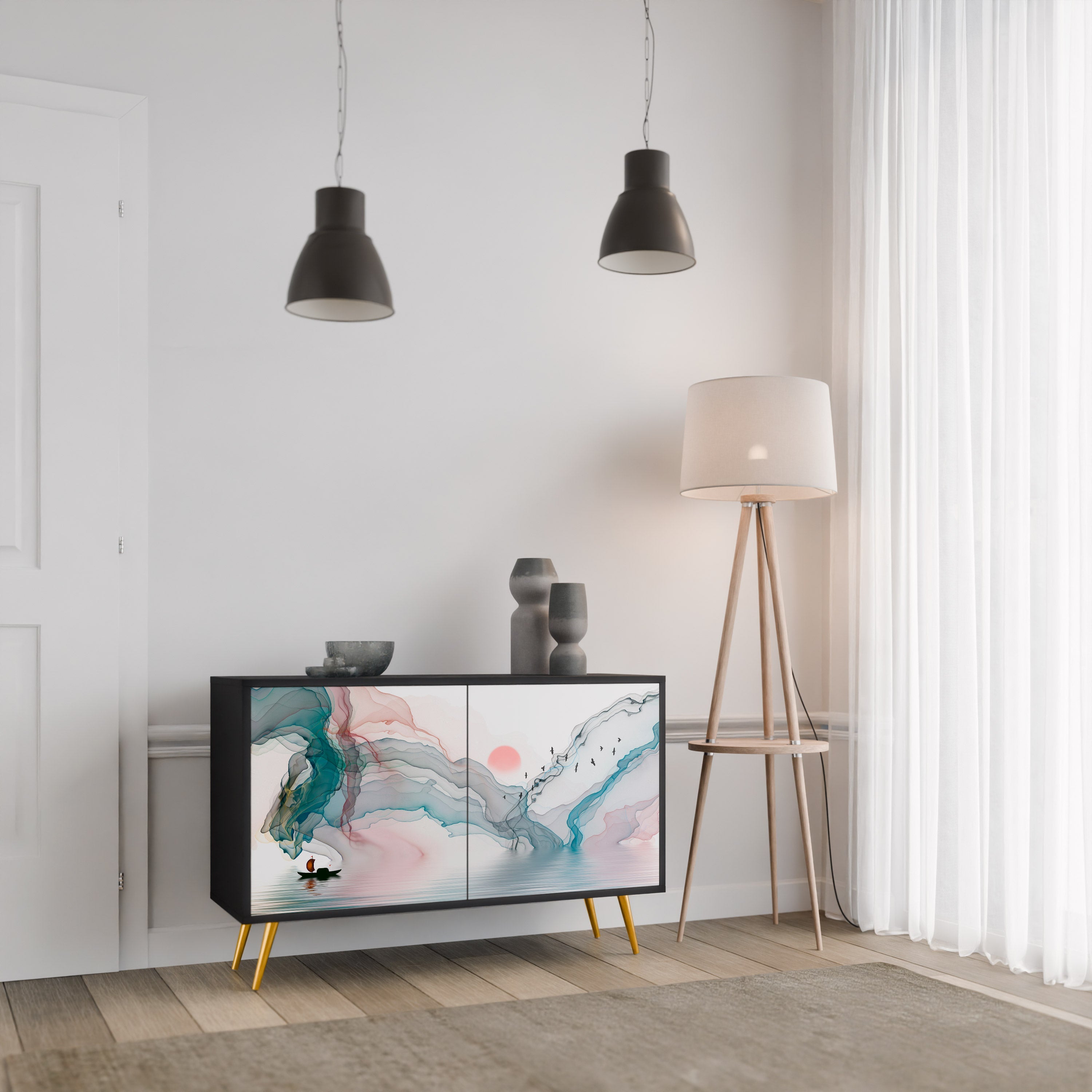 Buffet 2 portes VELVET CROSSING finition noire