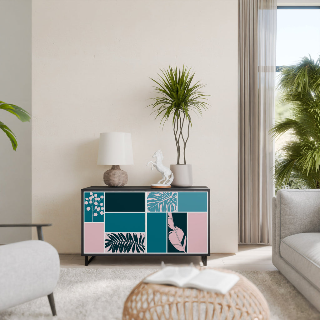 COMBINAISON DE FORMES Buffet 2 portes en finition noire