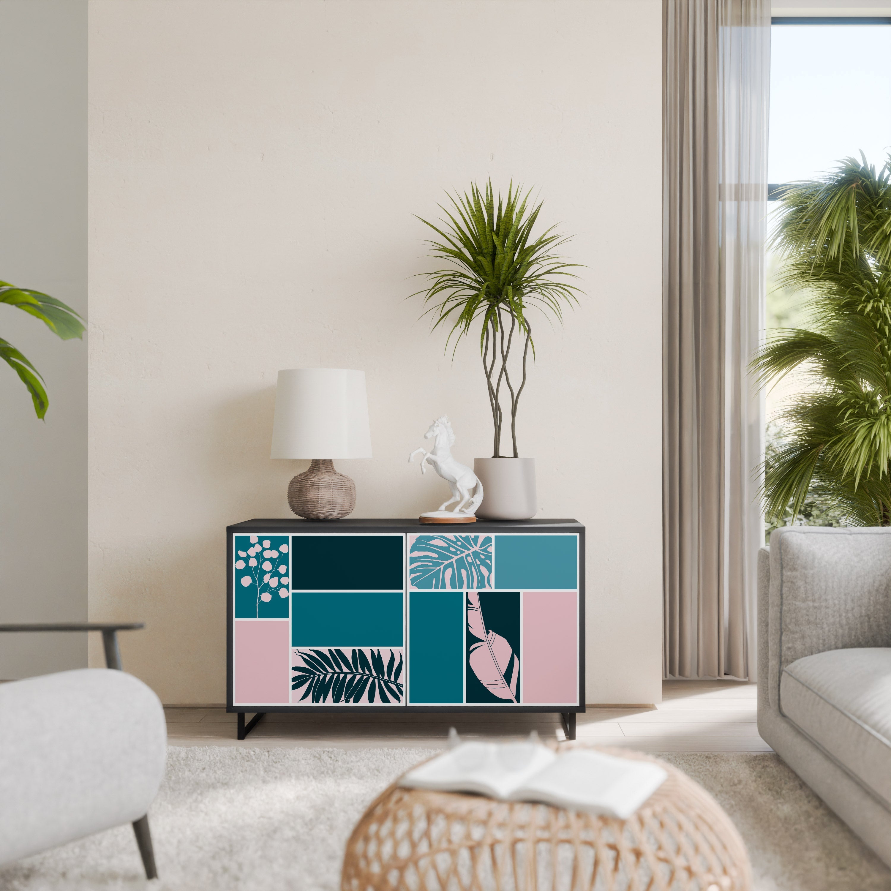 COMBINAISON DE FORMES Buffet 2 portes en finition noire