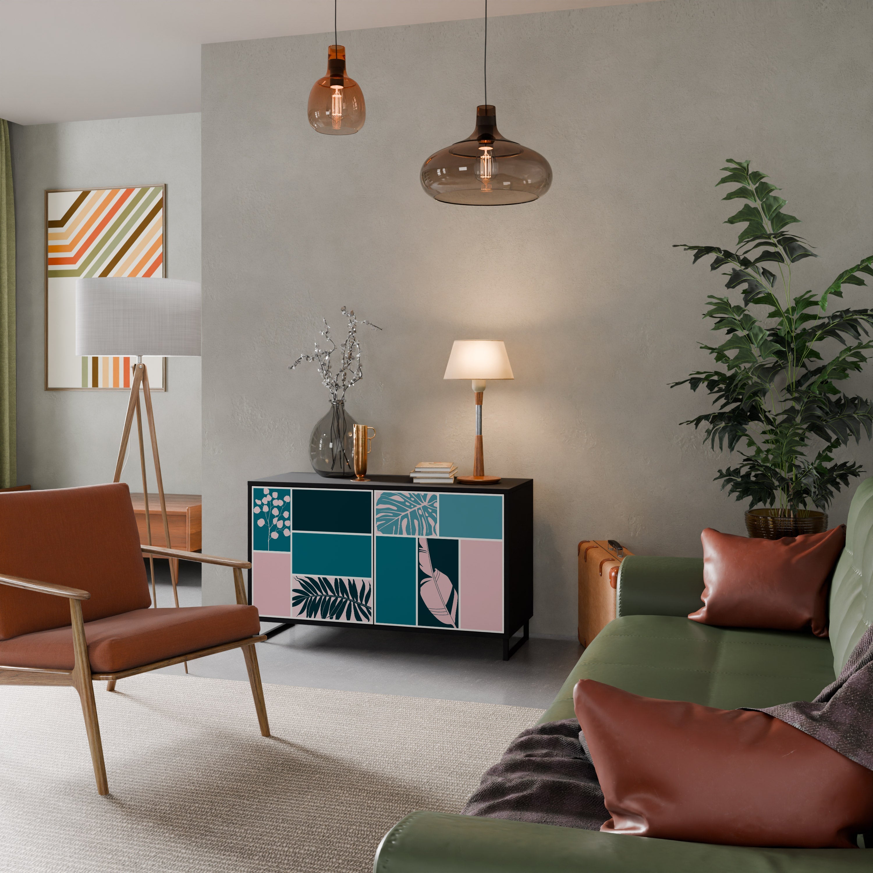 COMBINAISON DE FORMES Buffet 2 portes en finition noire